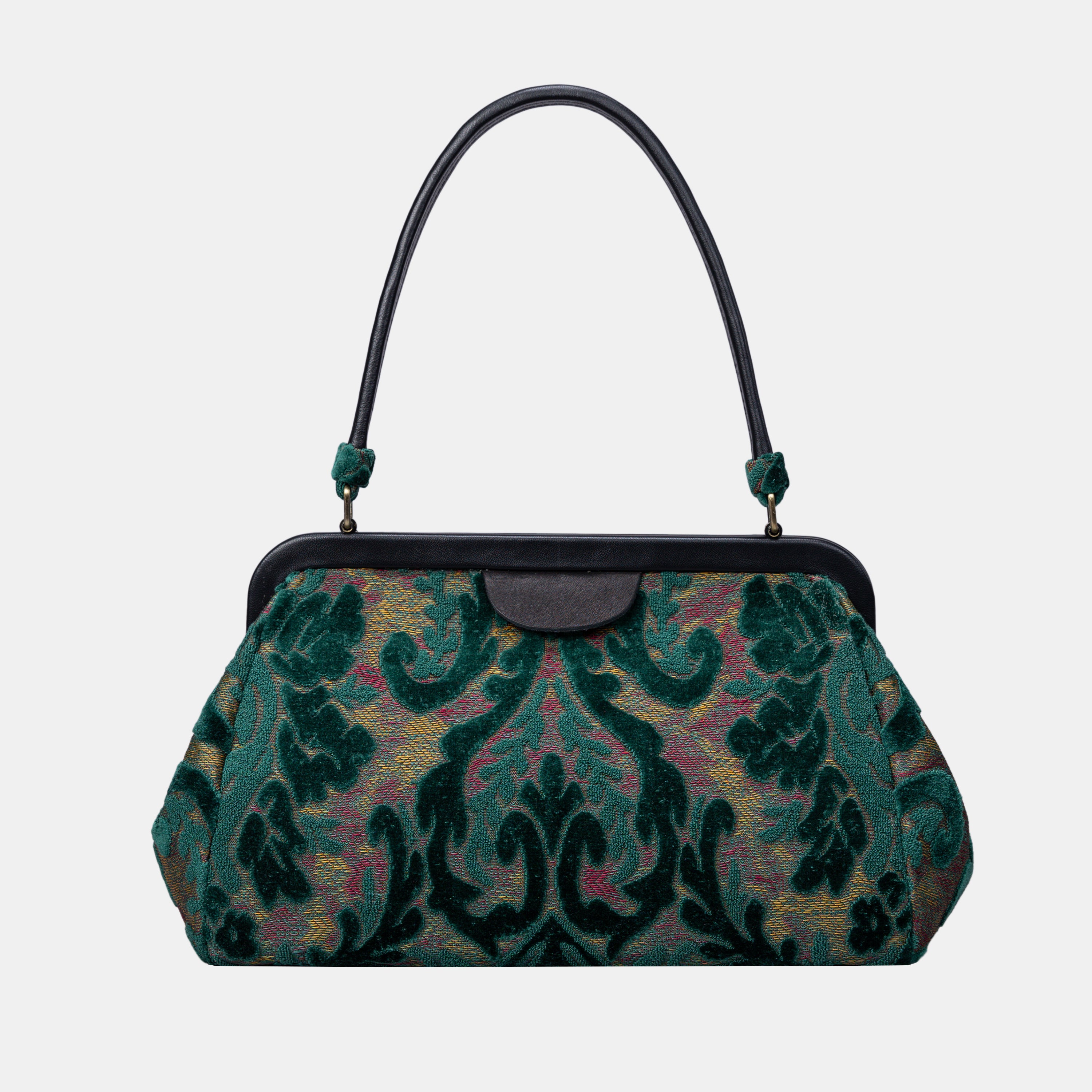 Burnout Velvet Jade Green Shoulder Bag