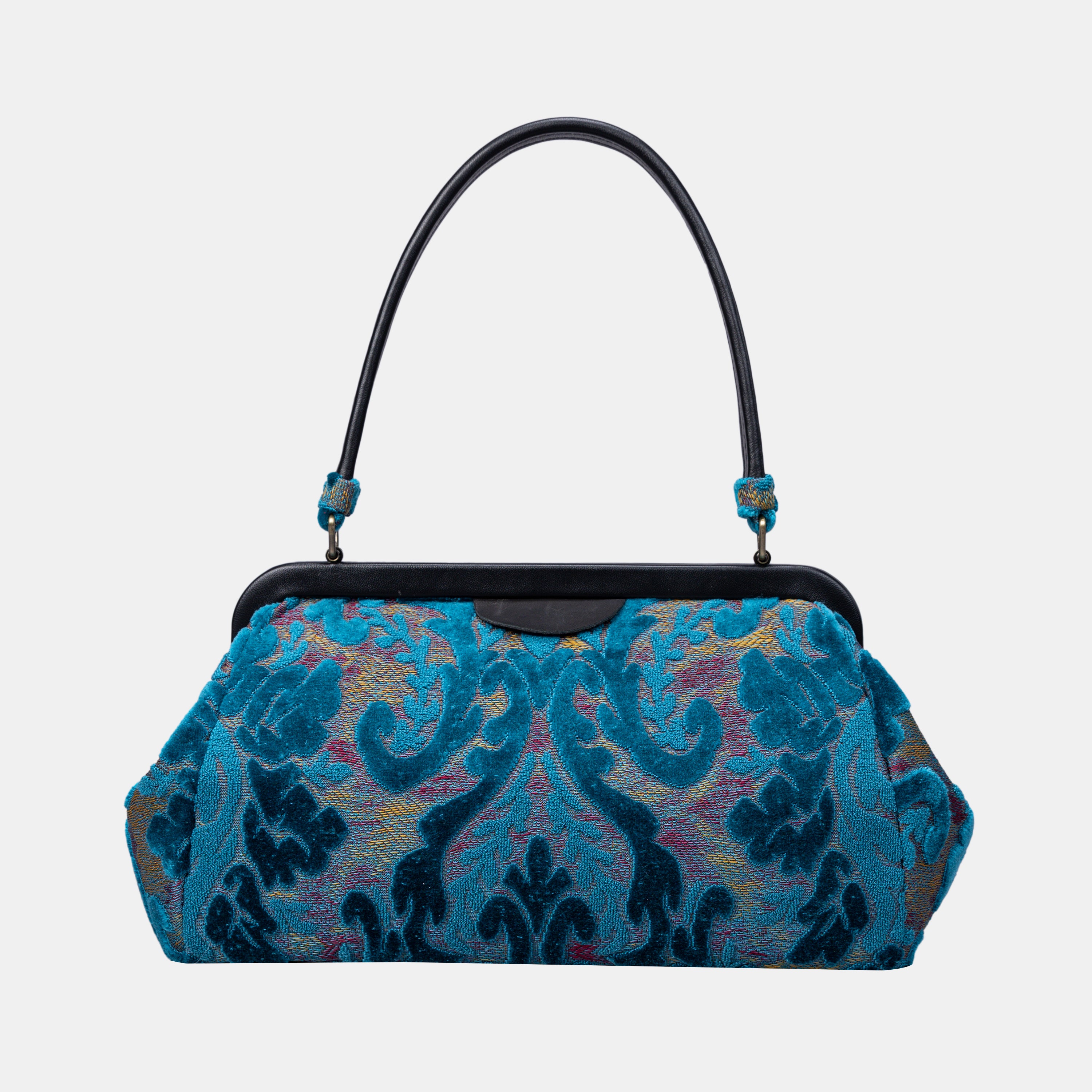 Burnout Velvet Aqua Blue Shoulder Bag