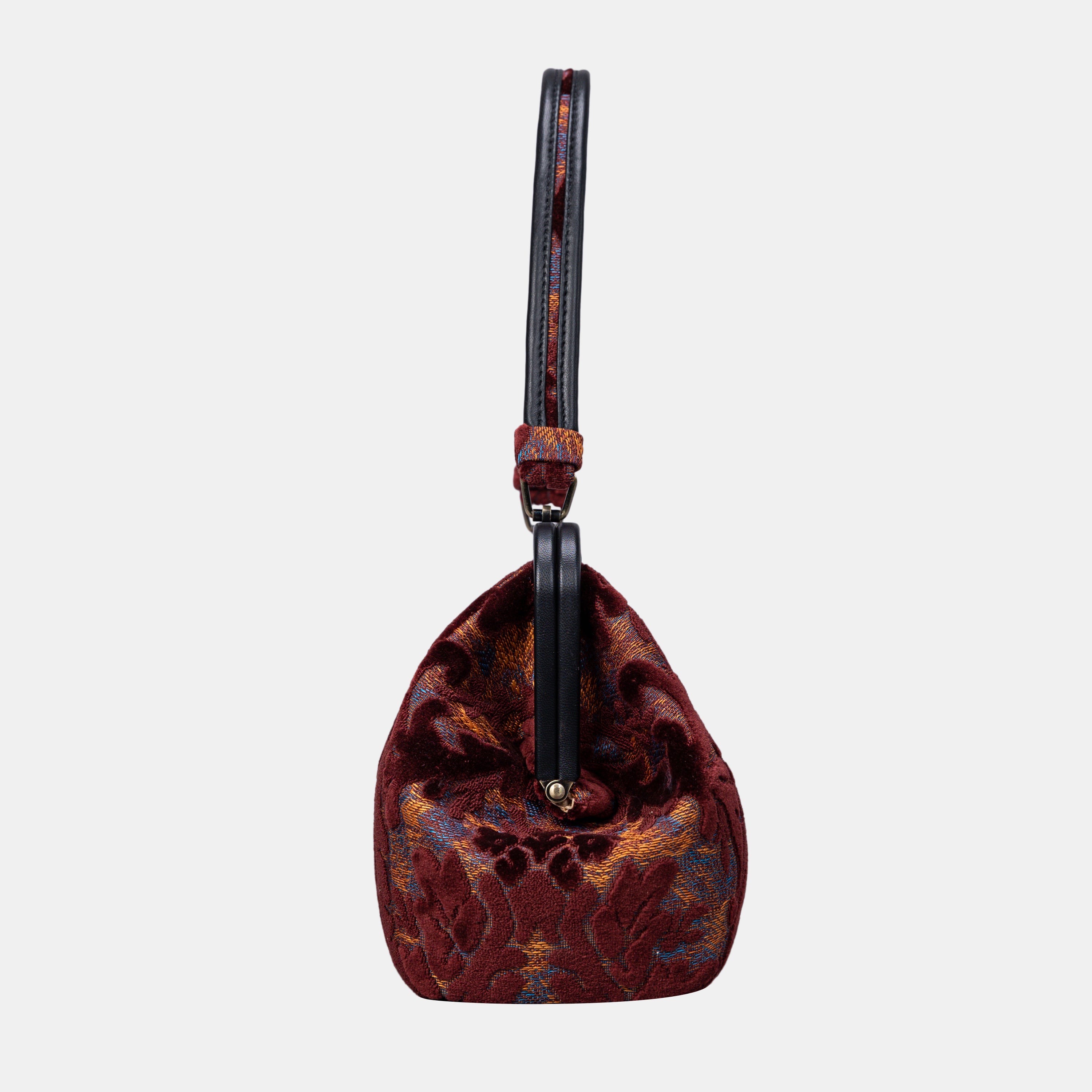 Burnout Velvet Wine Shoulder Bag