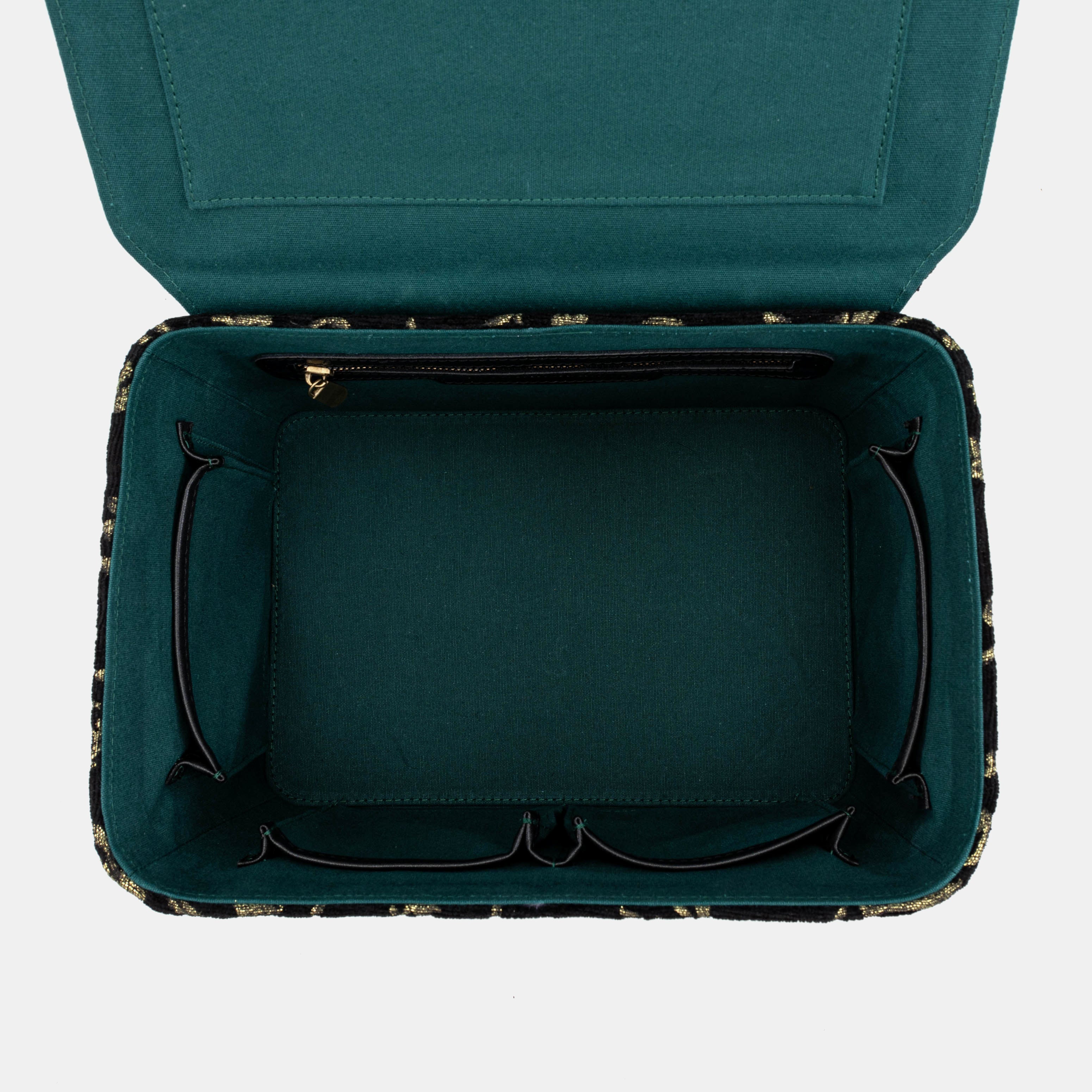 Vintage Scroll Black Green Josephine Large Train Case of America inside