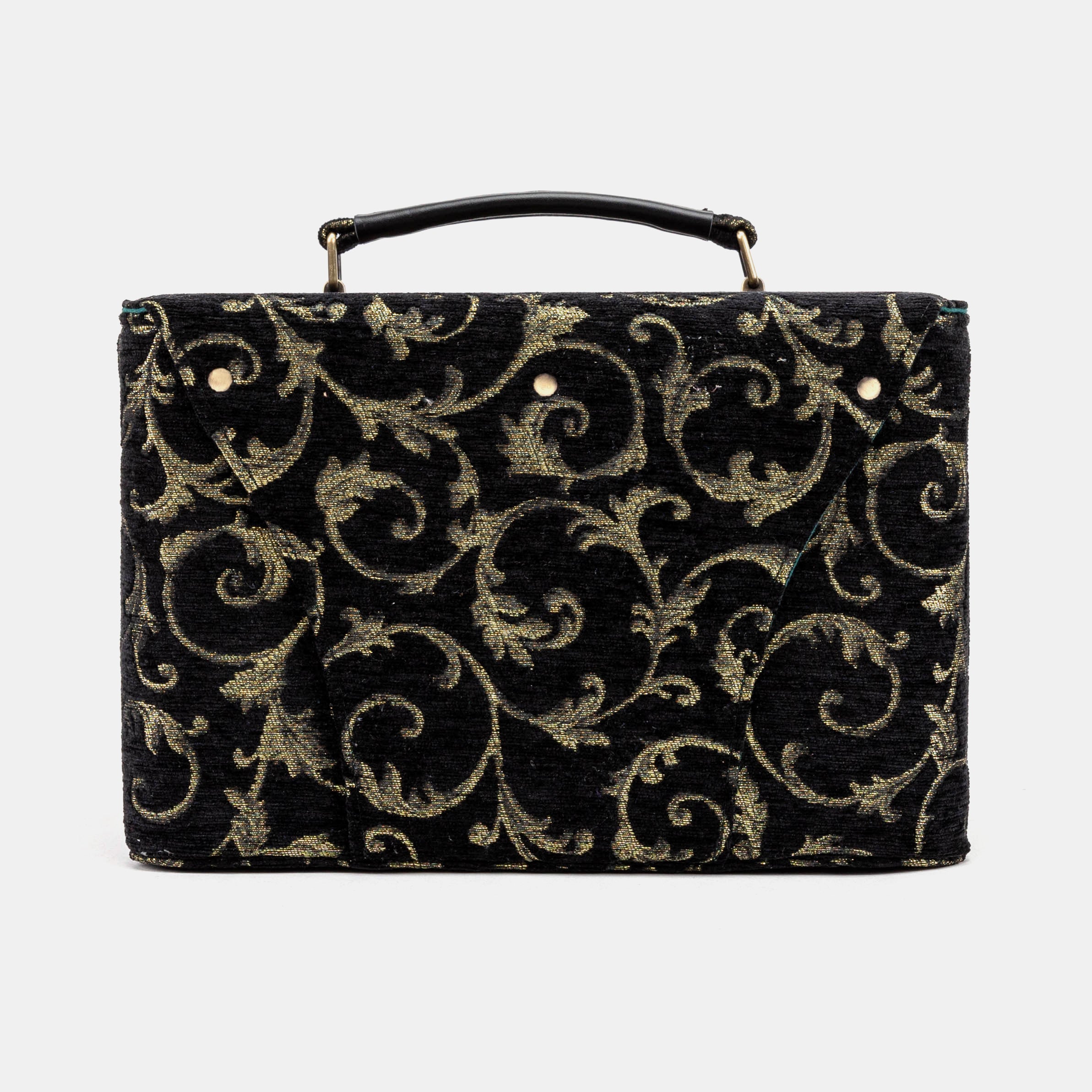 Vintage Scroll Black Green Josephine Large Train Case of America back