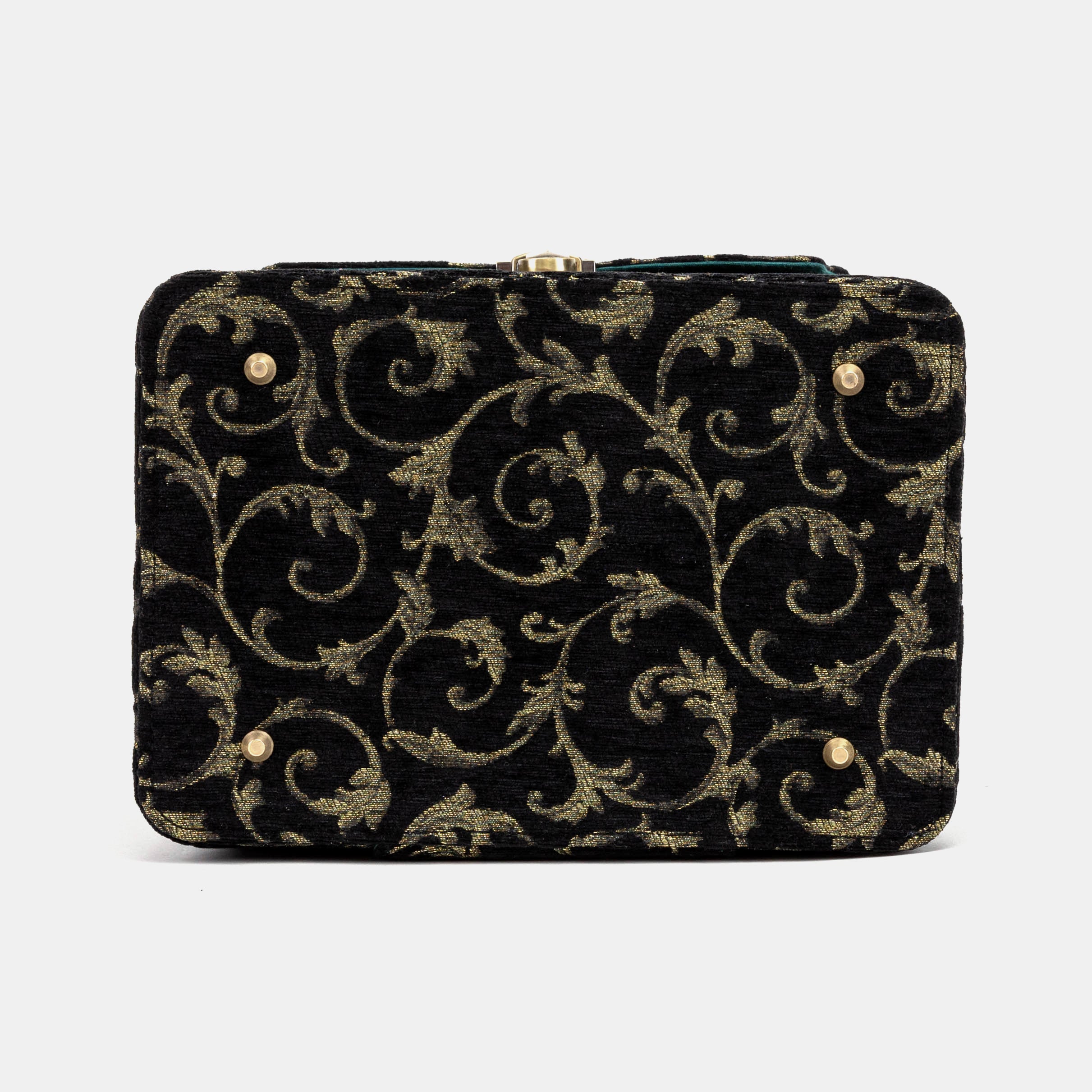 Vintage Scroll Black Green Josephine Large Train Case of America bottom
