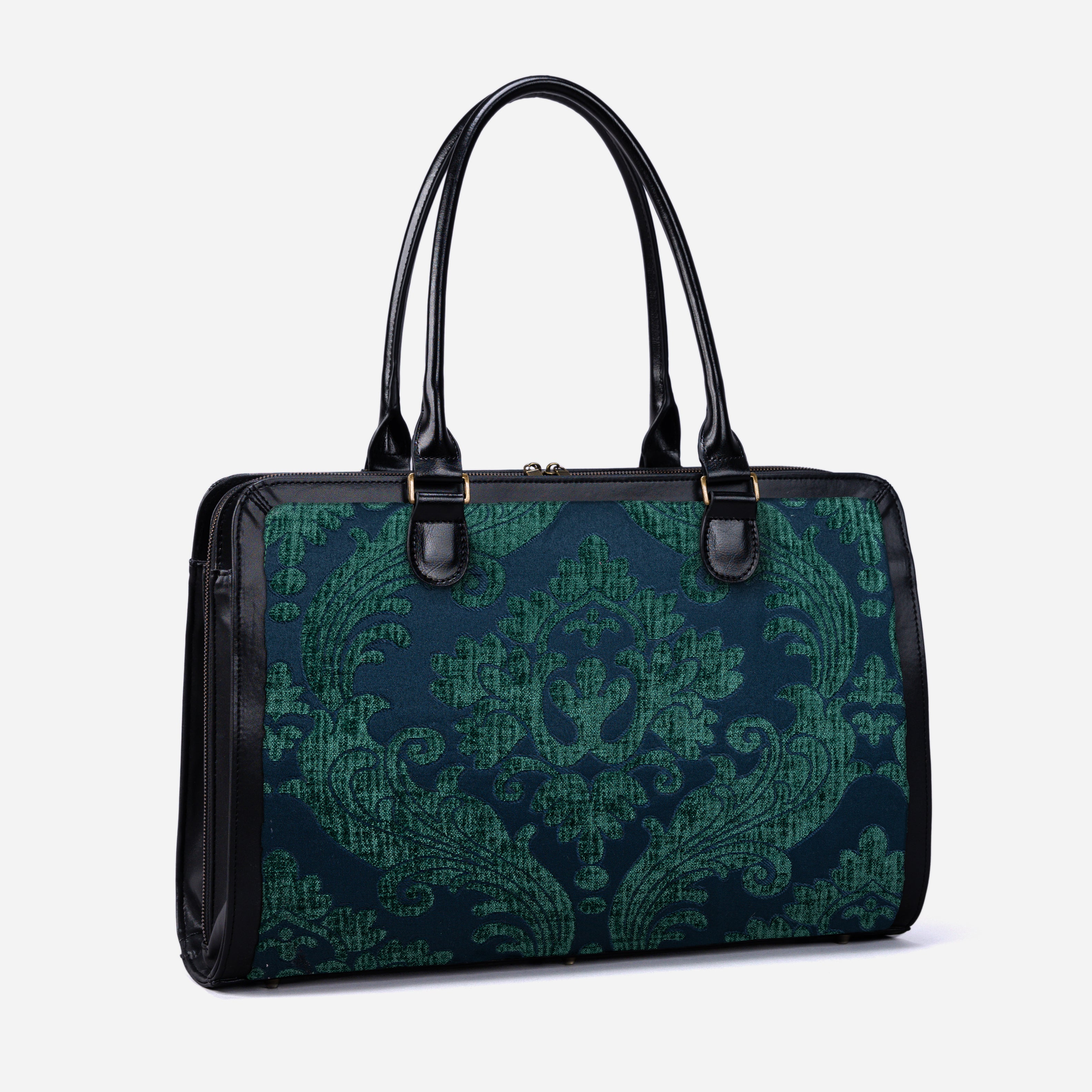 Queen Hunter Green Business Tote side front