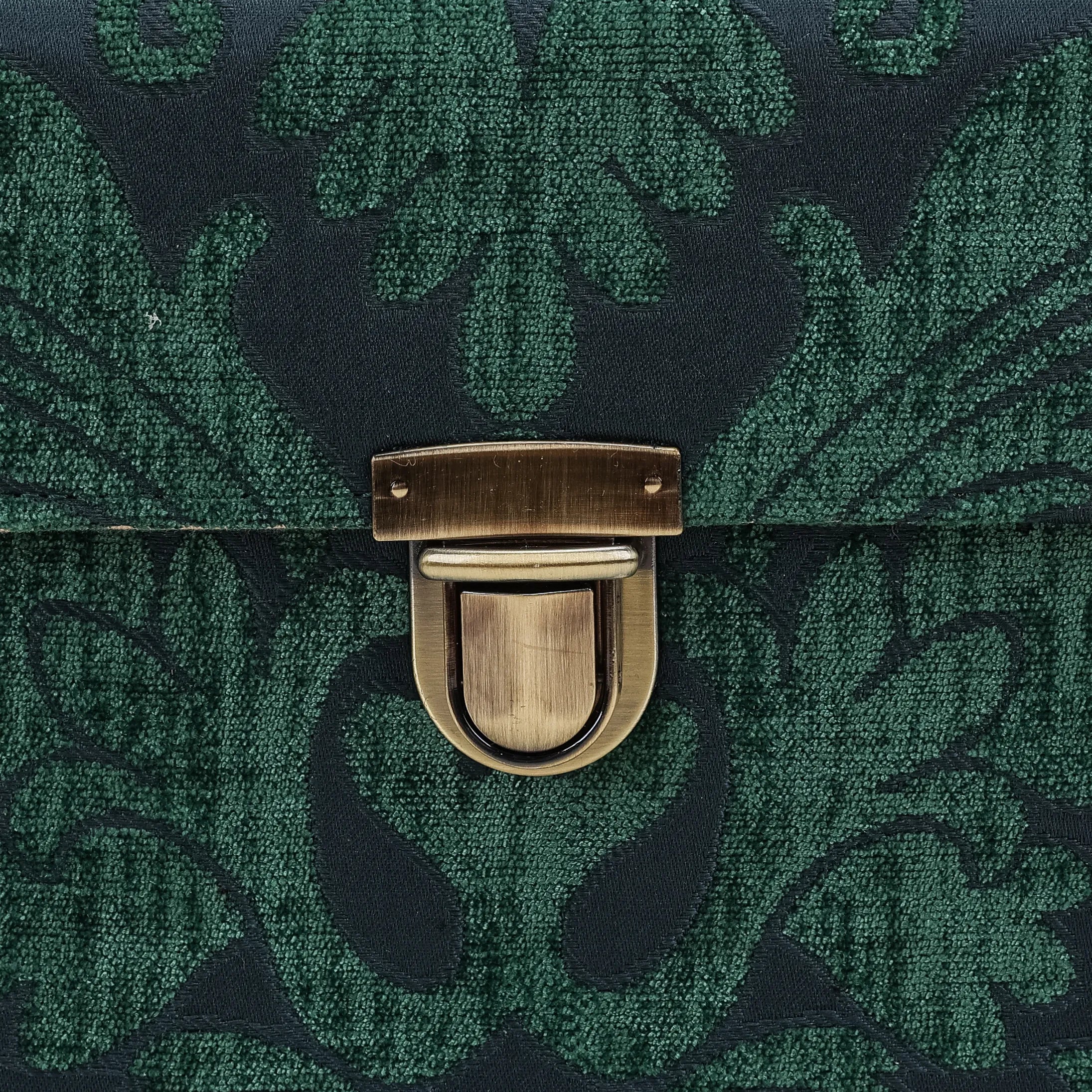 Josephine Large Train Case Purse Queen Hunter Green detail