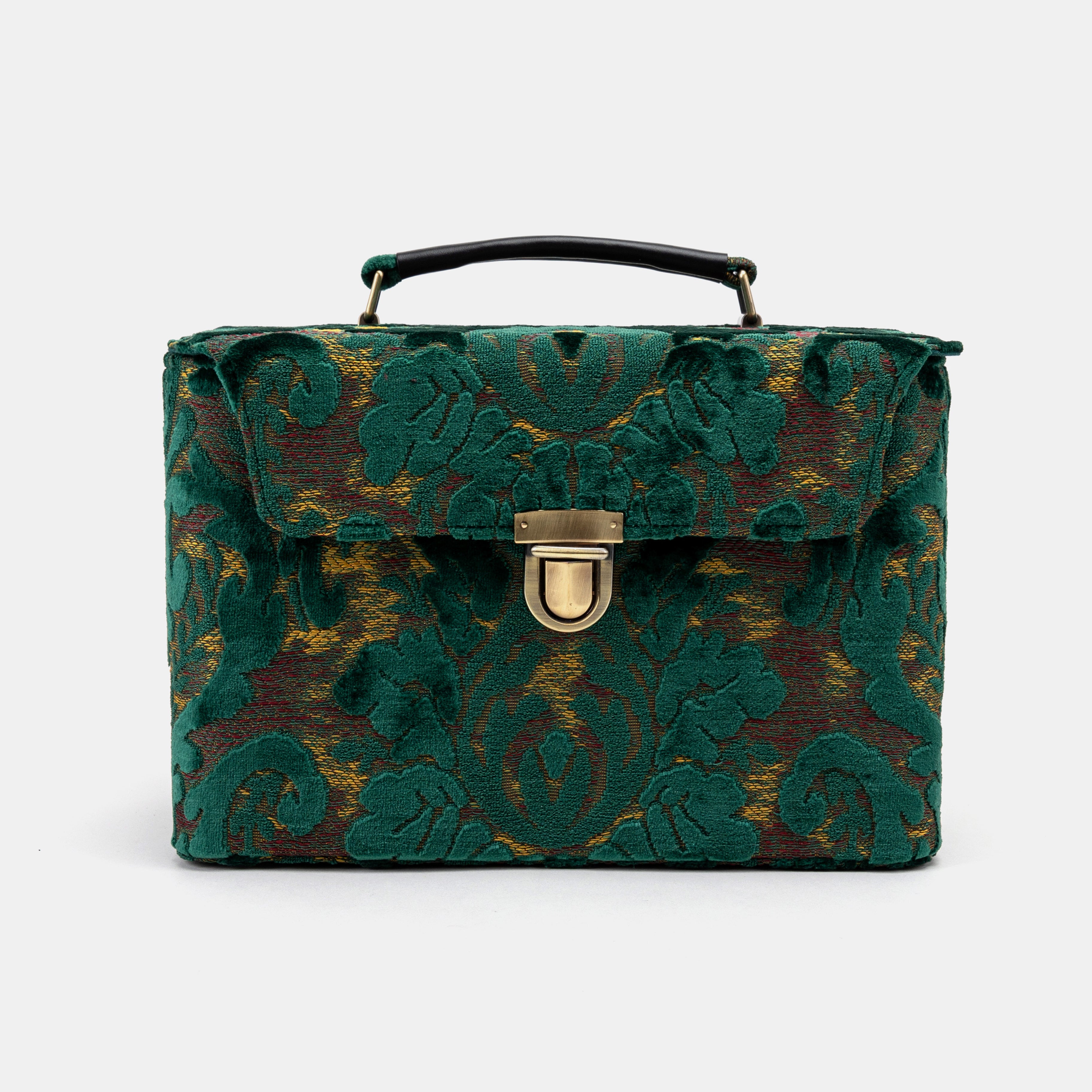 Burnout Velvet Jade Green Josephine Large Train Case of America front