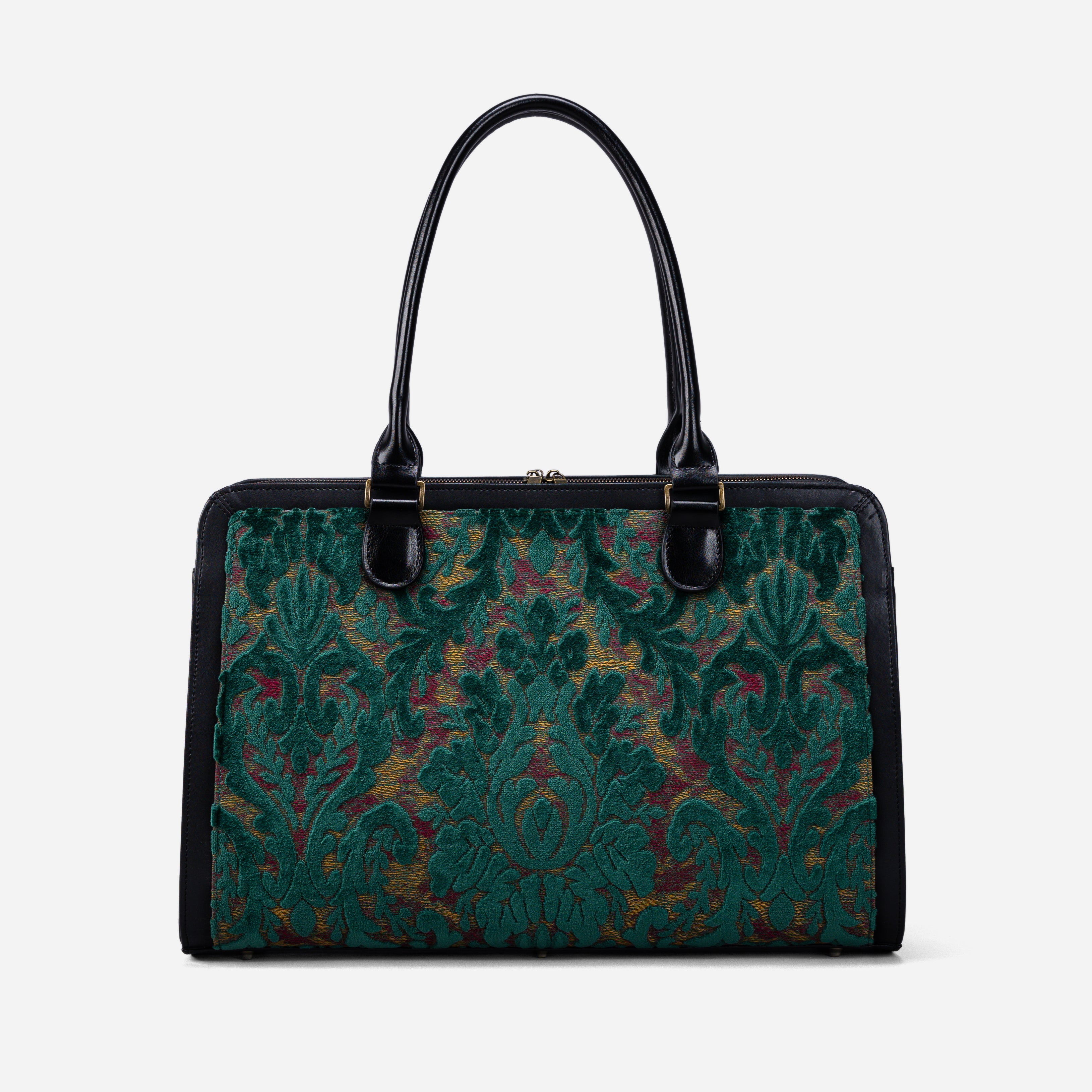 Burnout Velvet Jade Green Business Tote front