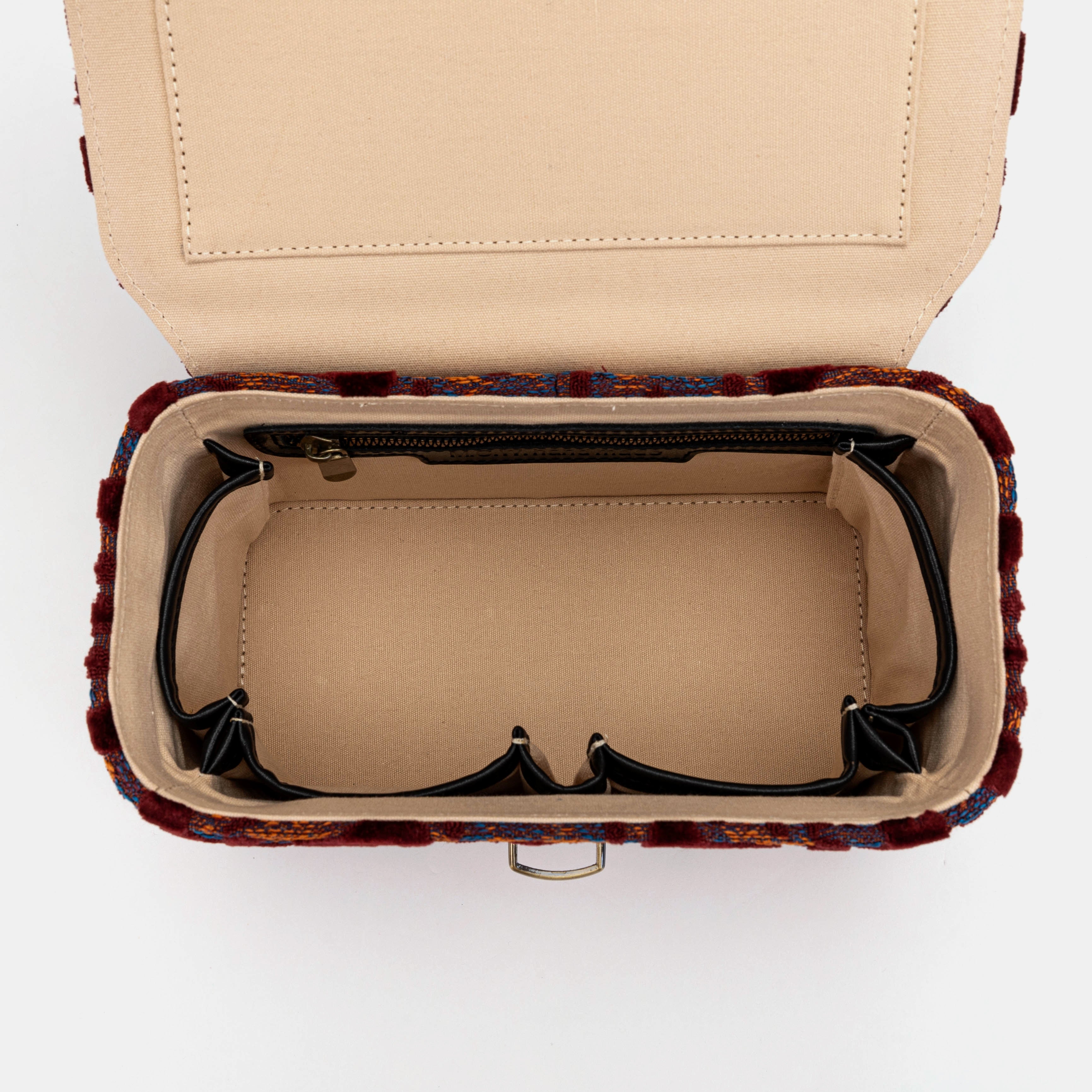 Burnout Velvet Wine Clara Medium Train Case Purse