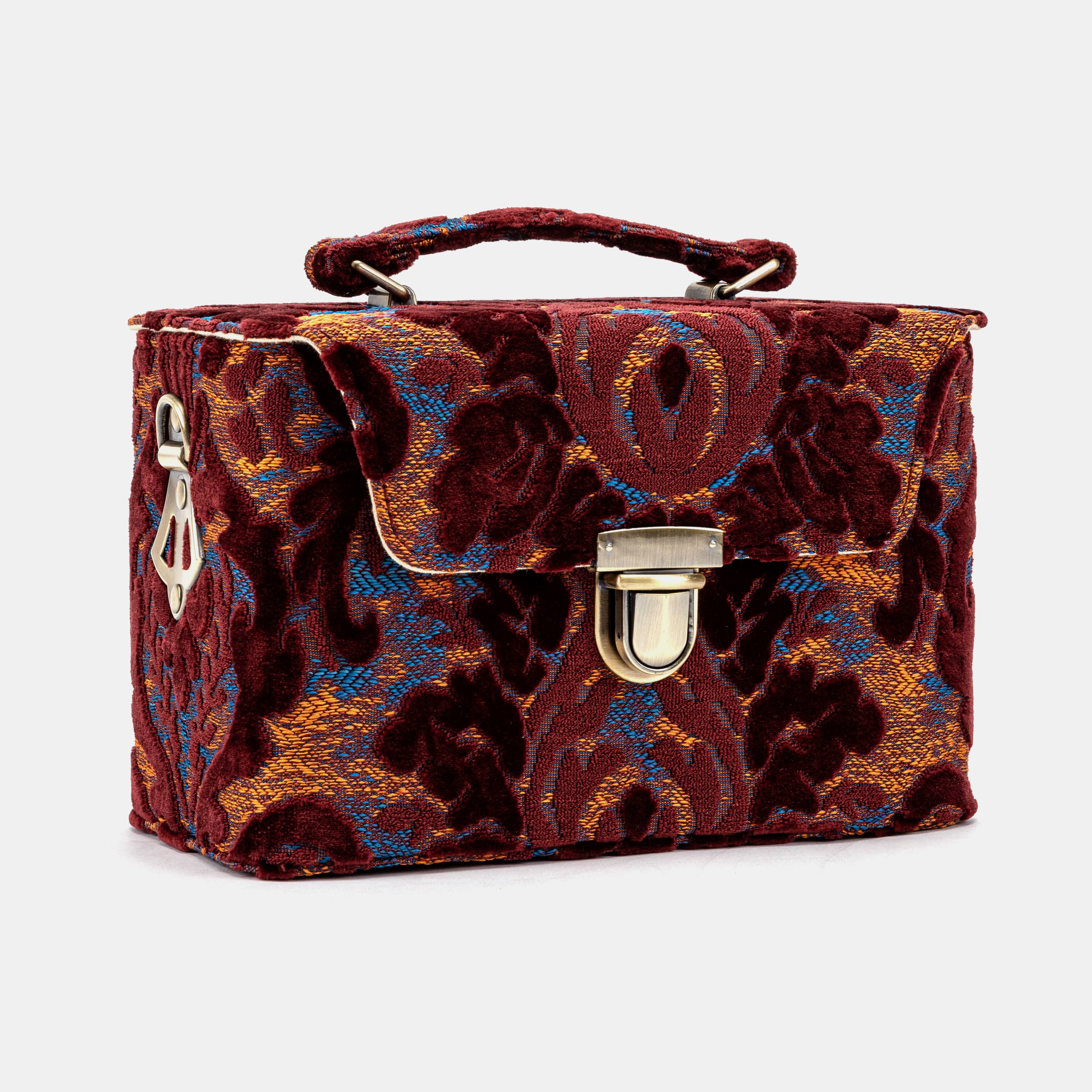 Burnout Velvet Wine Clara Medium Train Case Purse