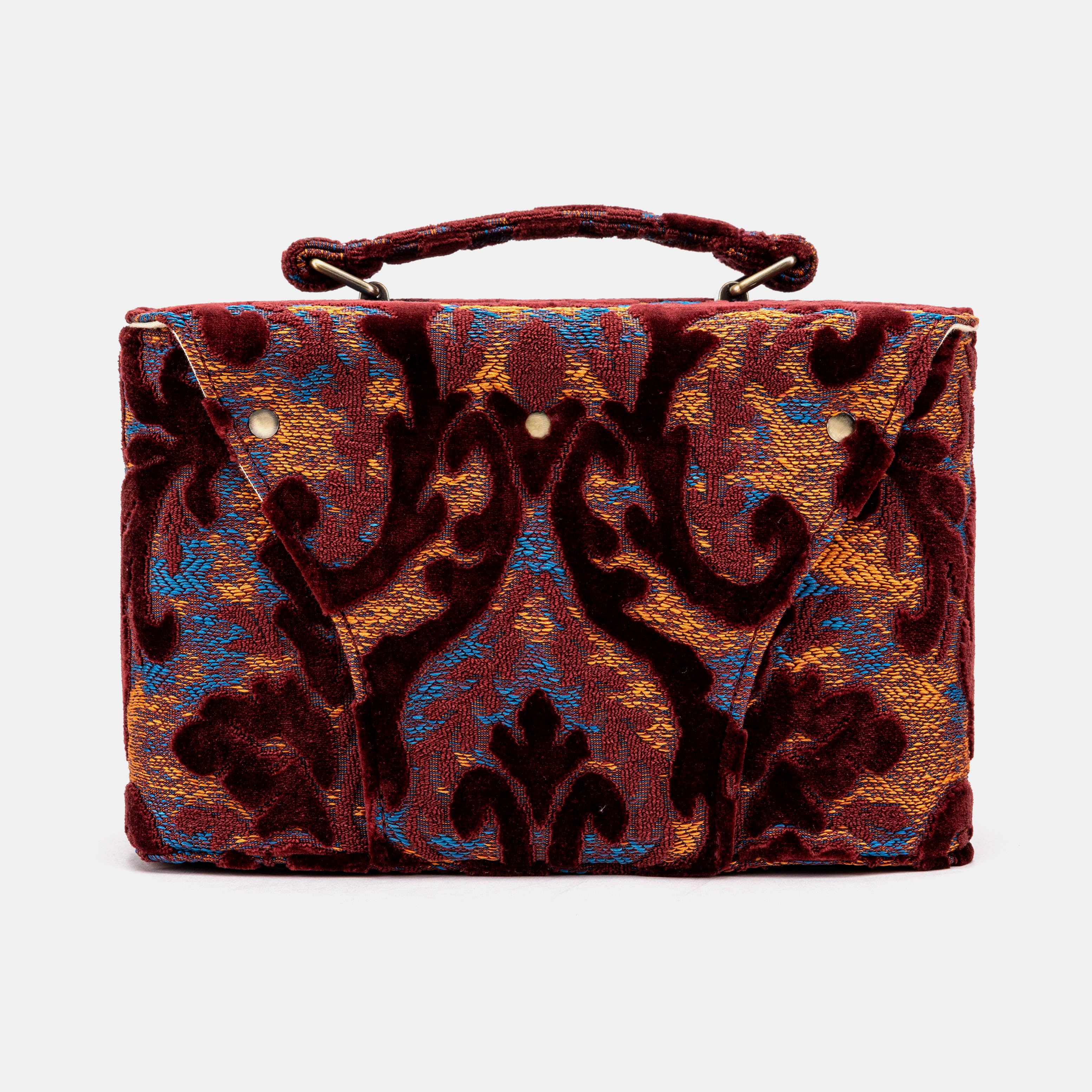 Burnout Velvet Wine Clara Medium Train Case Purse