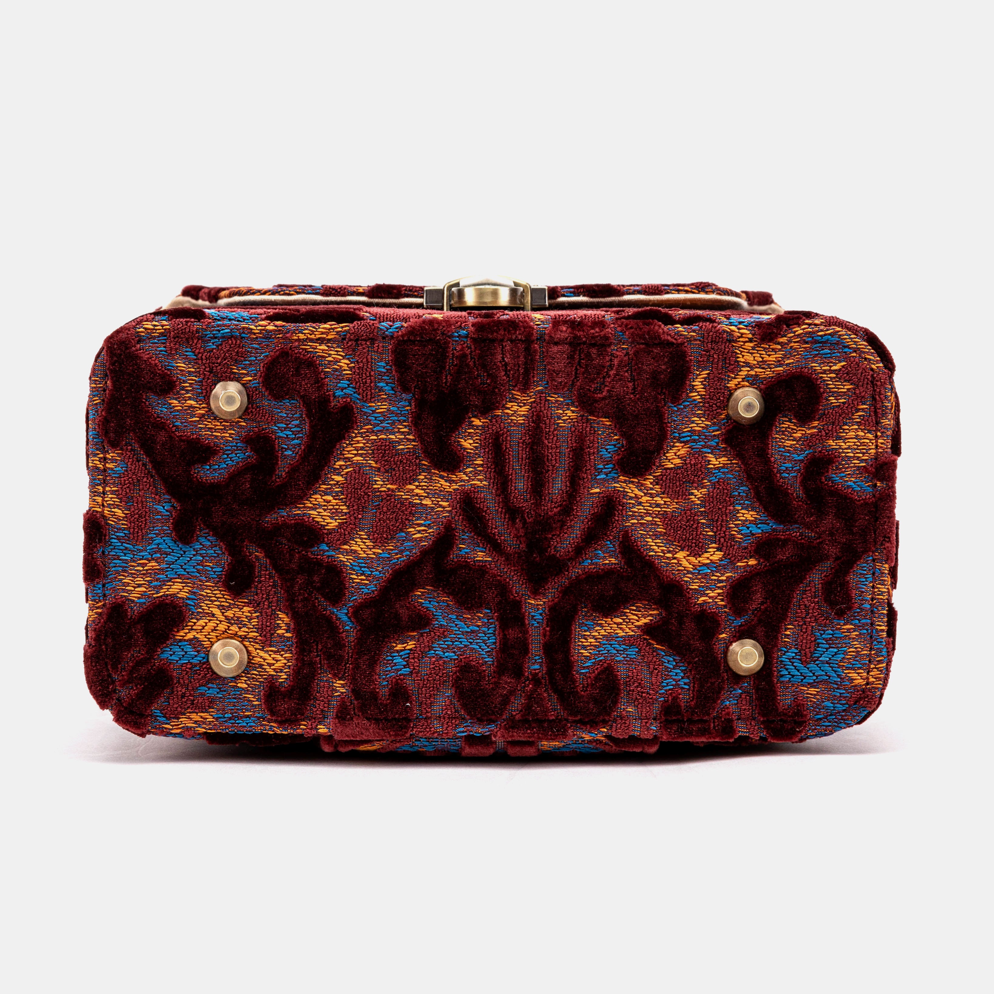 Burnout Velvet Wine Clara Medium Train Case Purse