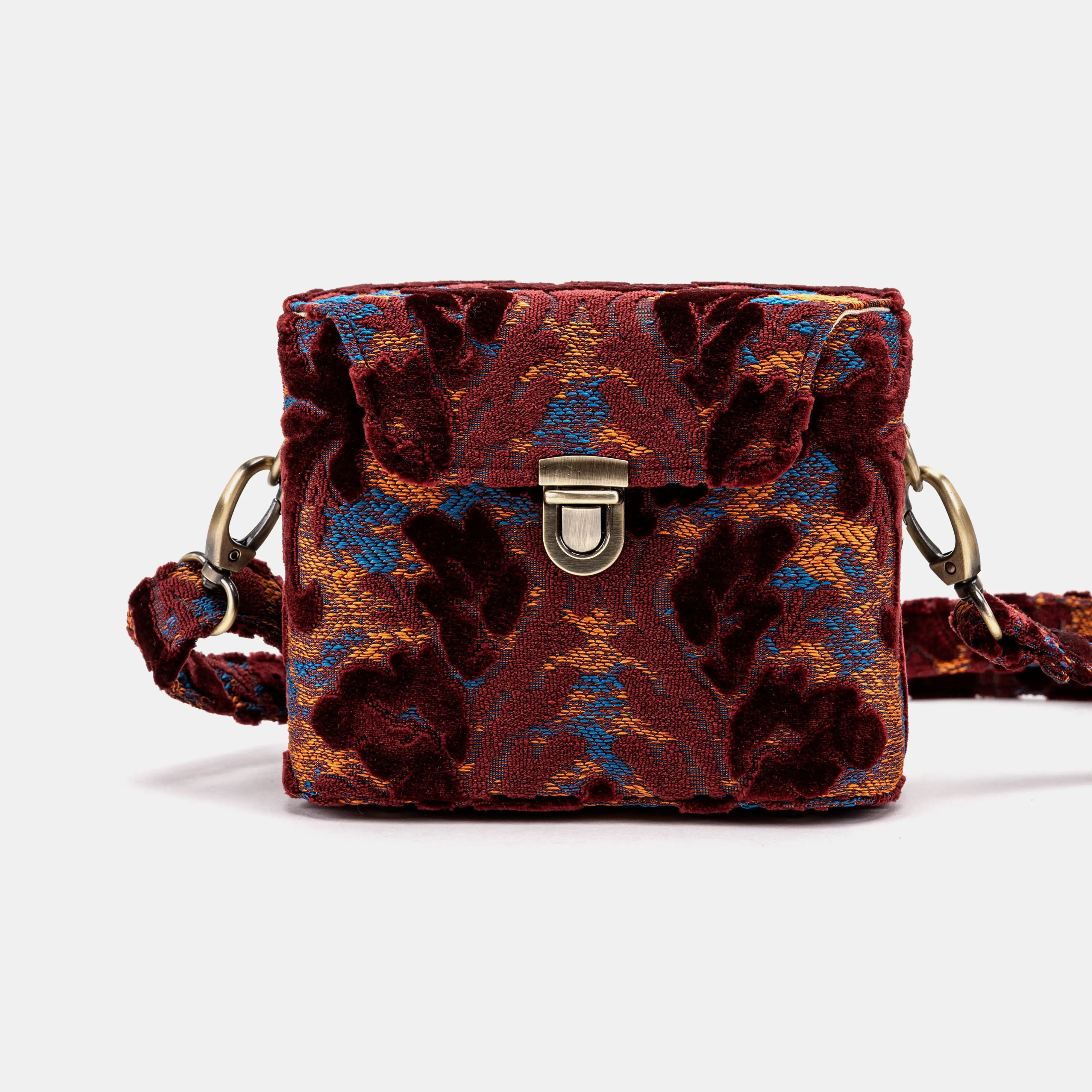 Burnout Velvet Wine Emma Small Train Case Crossbody main