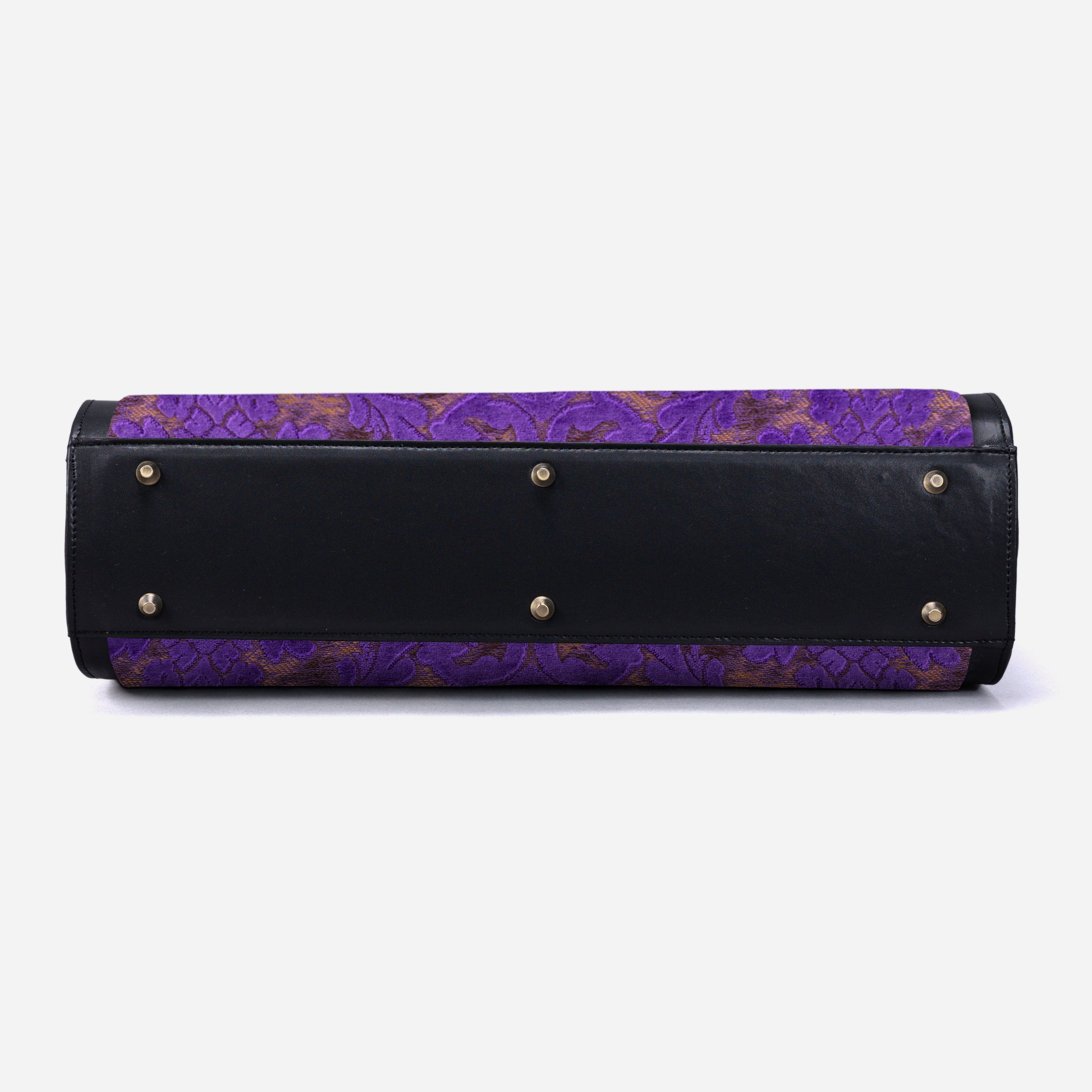 Burnout Velvet Purple Business Tote bottom