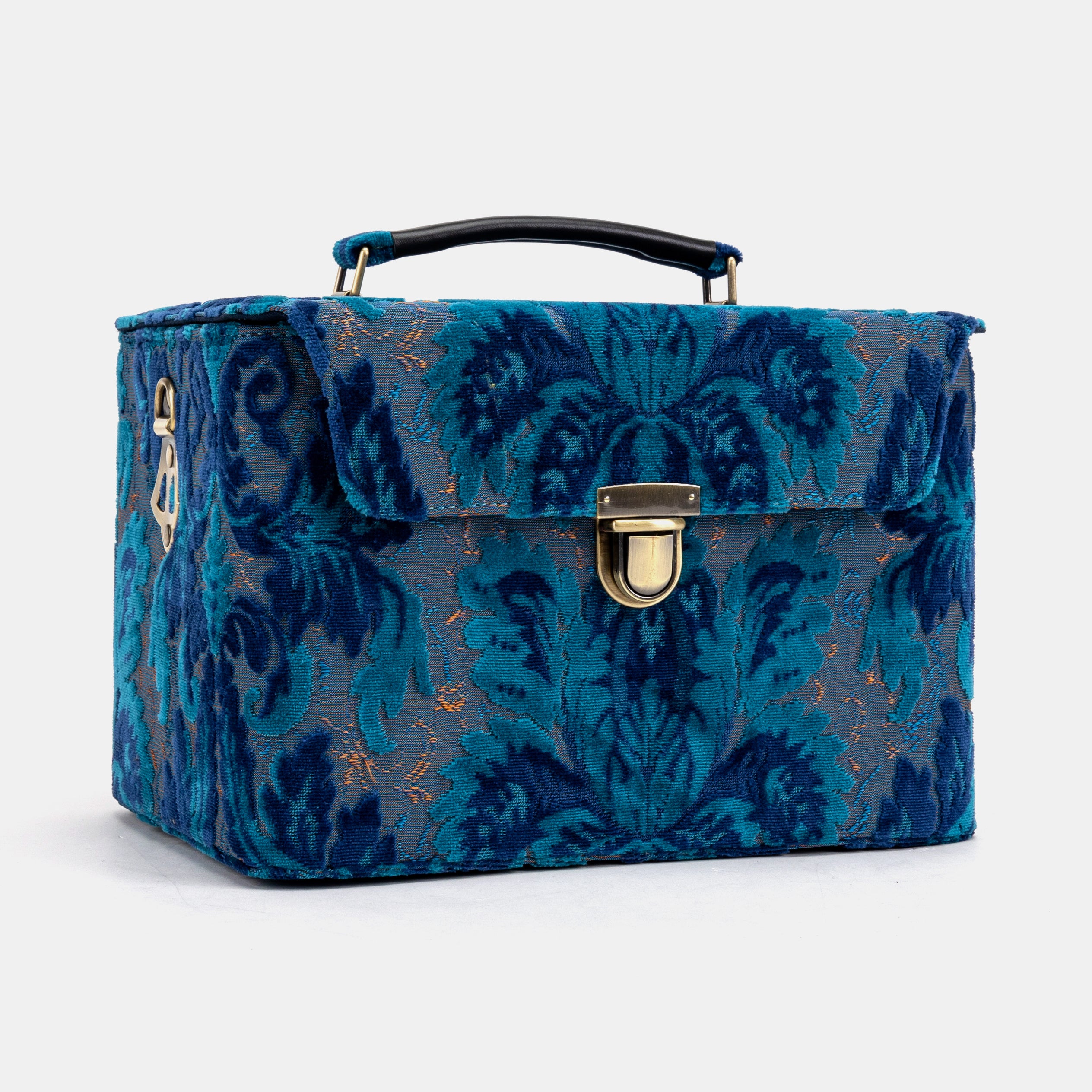 Burnout Velvet Revival Aqua Josephine Large Train Case of America front side