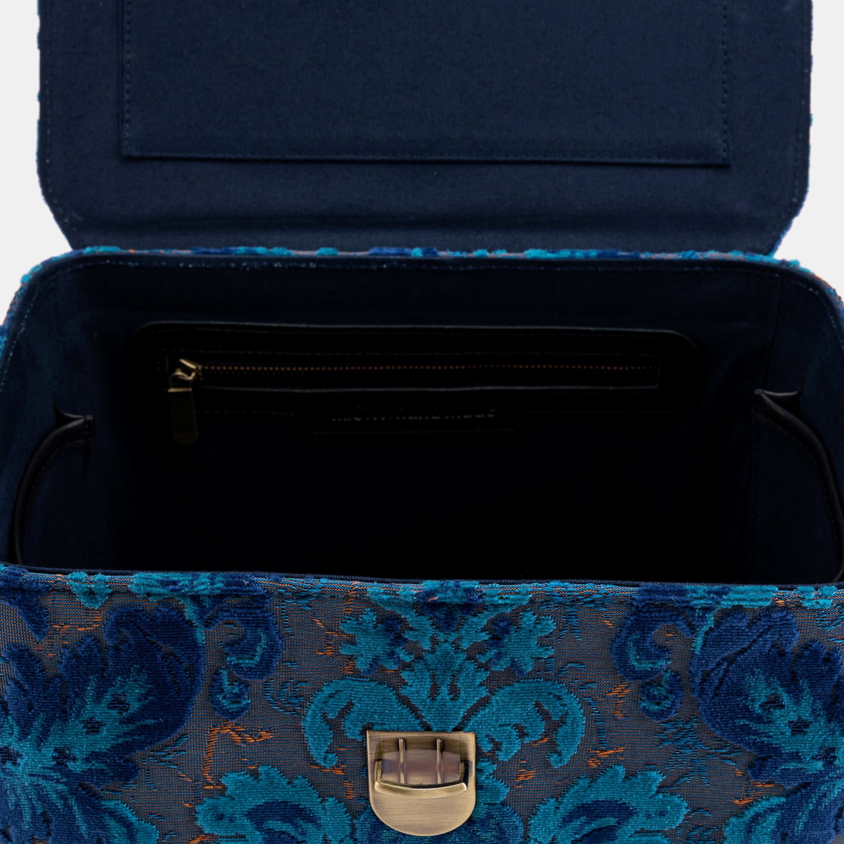 Burnout Velvet Revival Aqua Josephine Large Train Case of America inside zipper