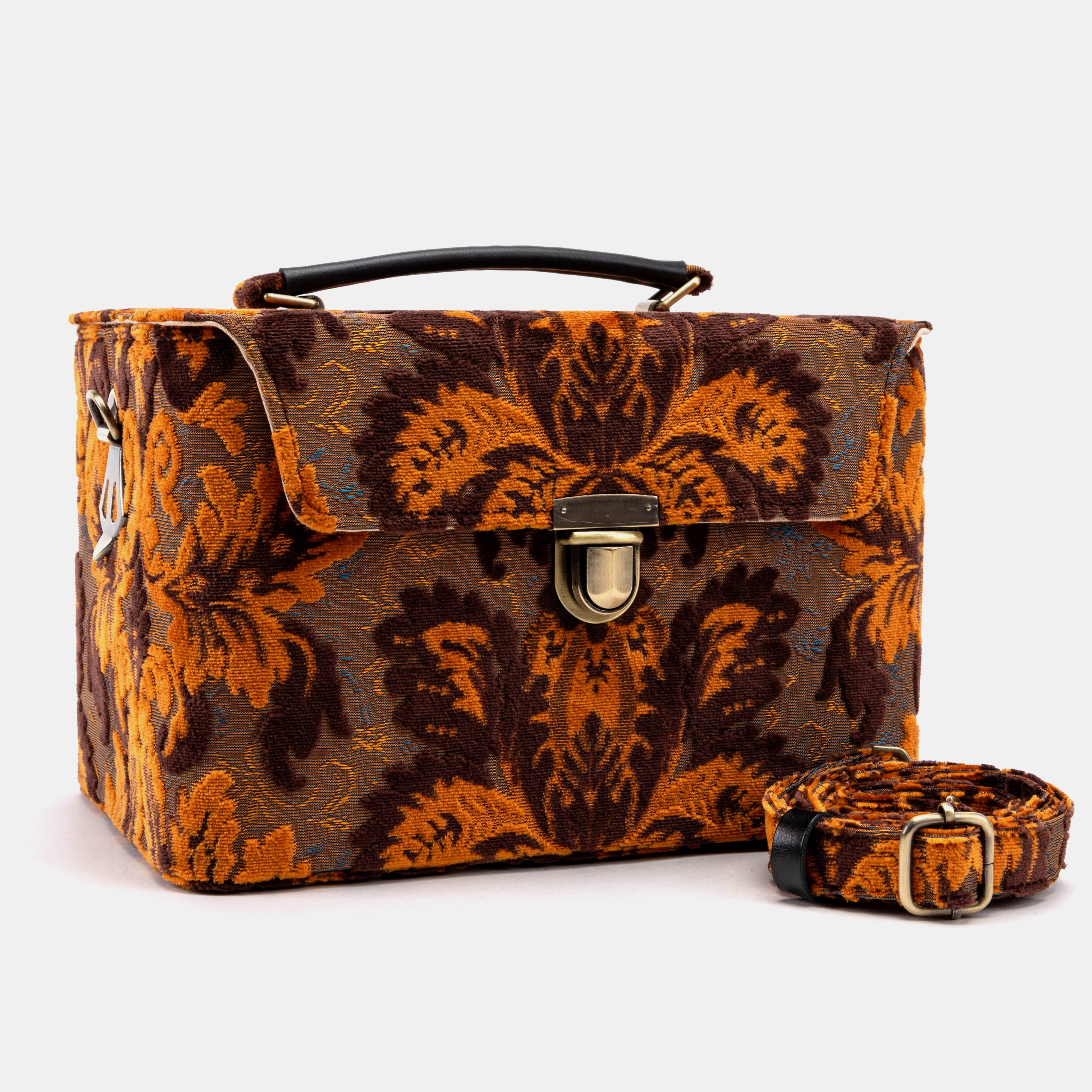 Burnout Velvet Revival Sienna Josephine Large Train Case of America shoulder strap