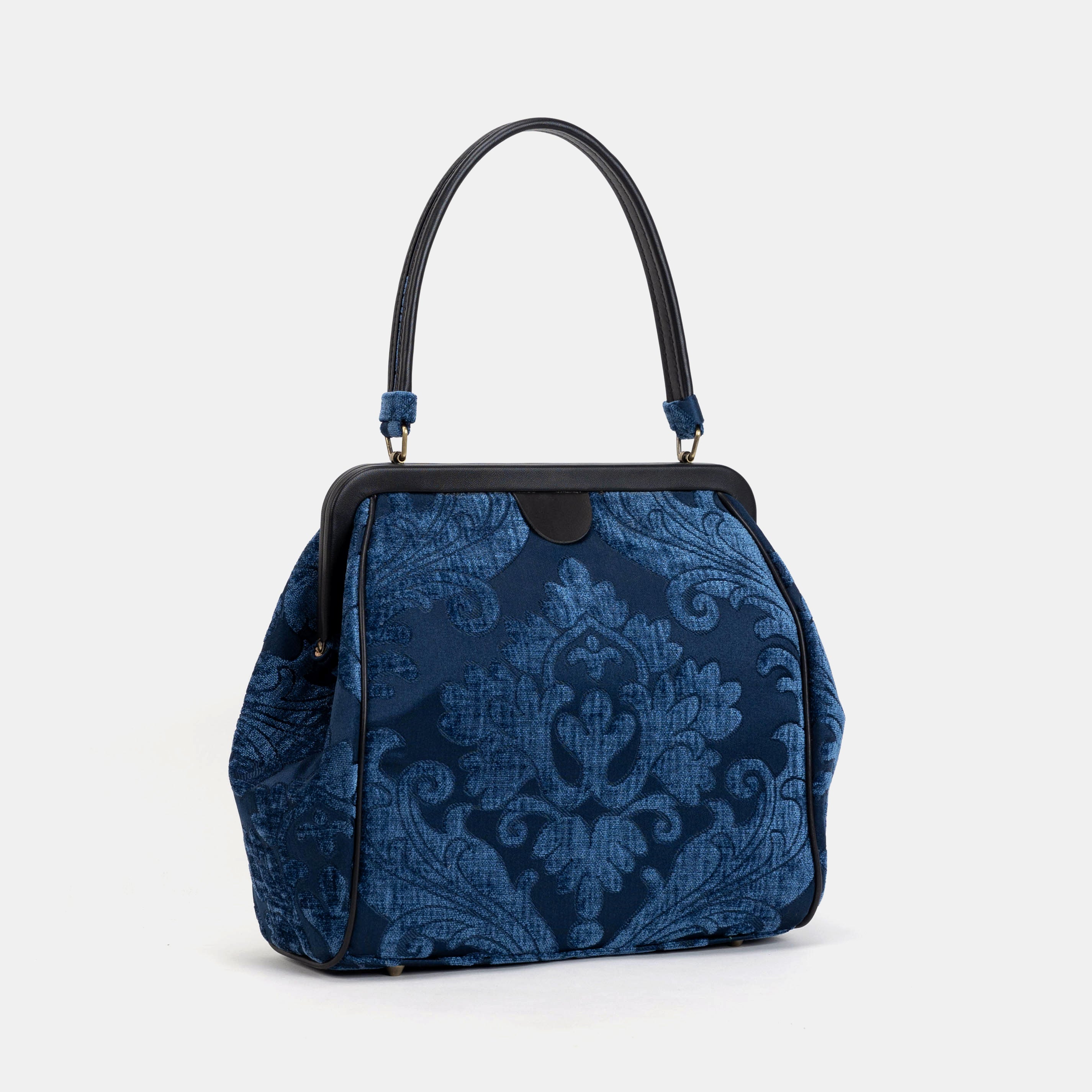 Queen Royal Blue Alma Shoulder Bag Carpet Bag of America front side