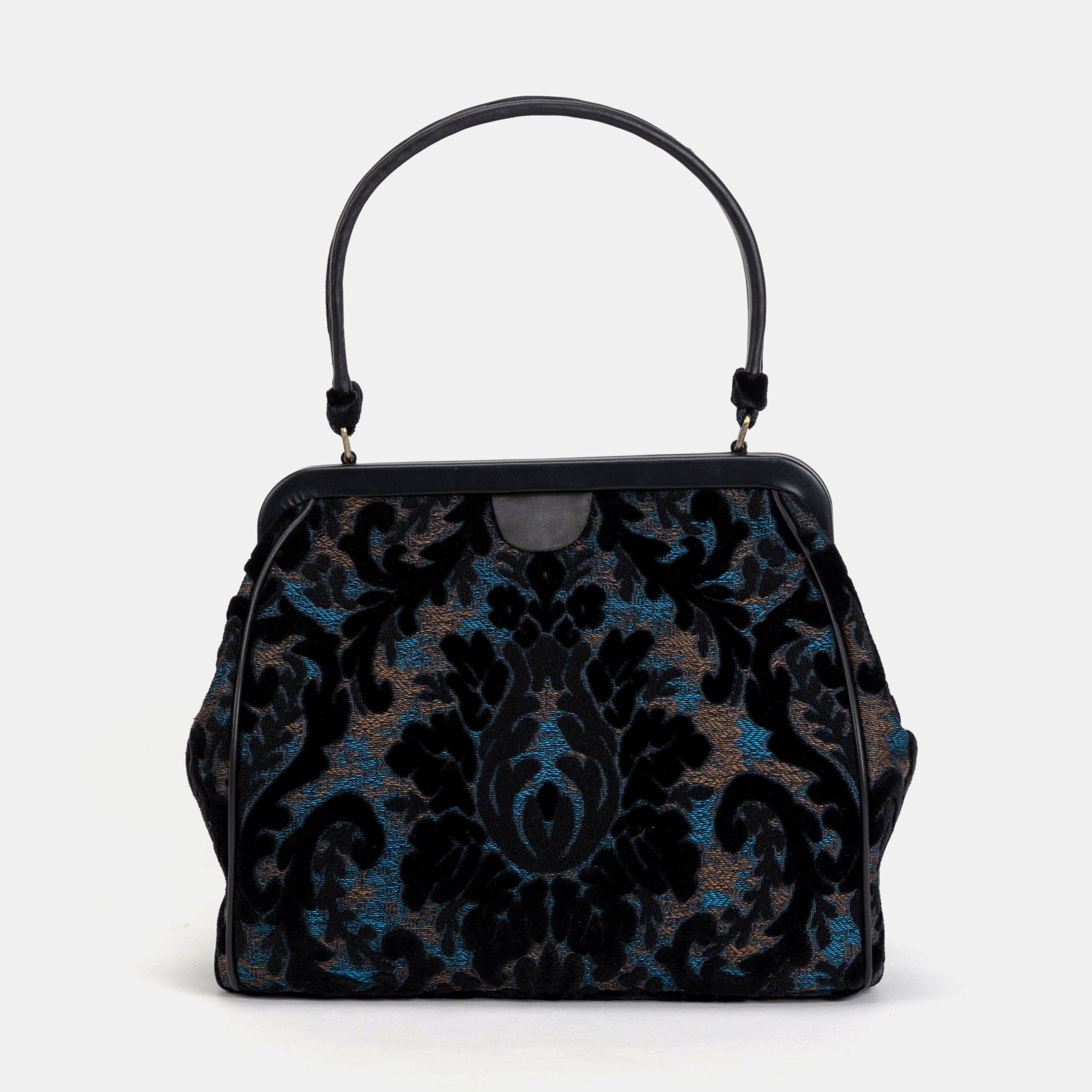 Burnout Velvet Black Alma Shoulder Bag Carpet Bag of America front