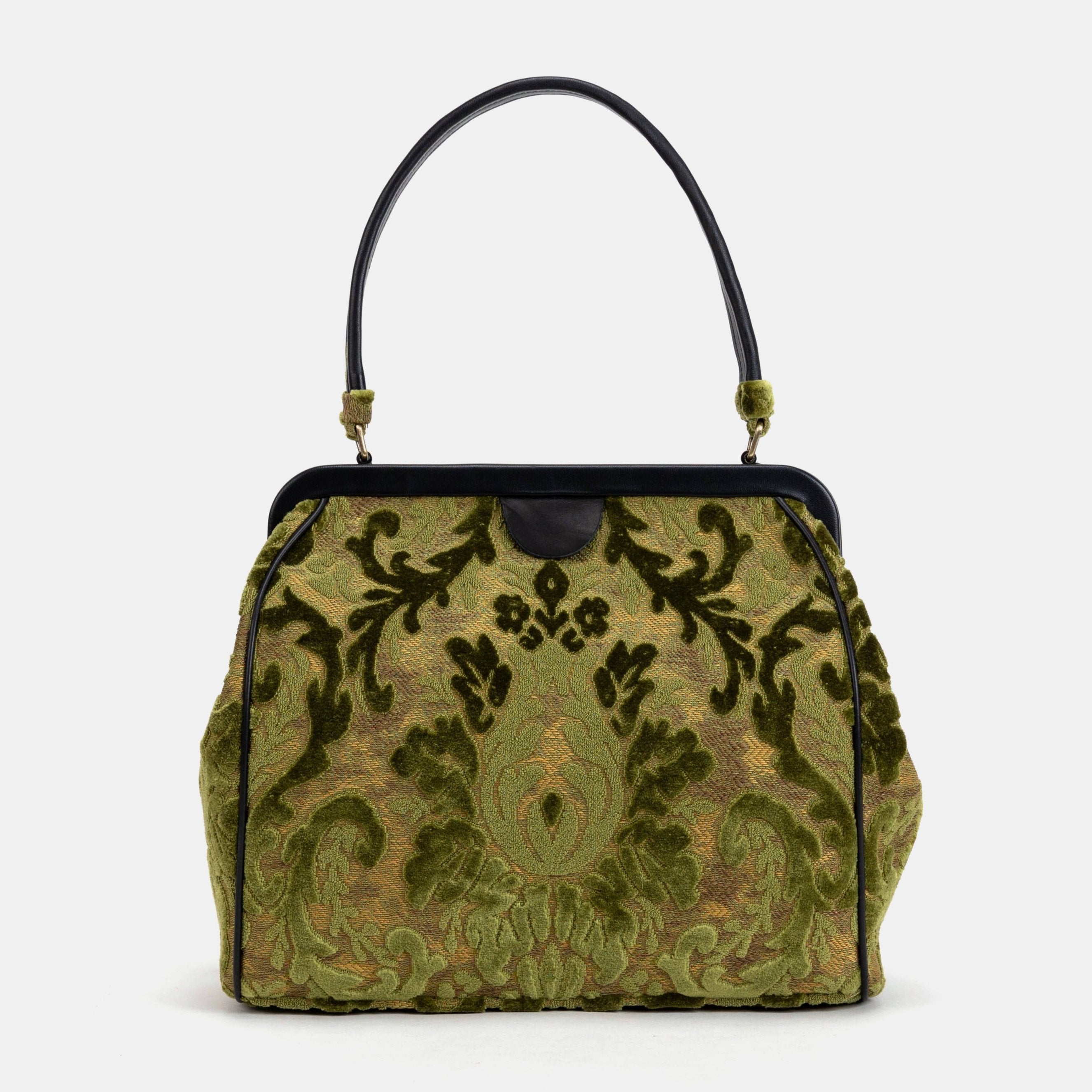 Burnout Velvet Fern Green Alma Shoulder Bag Carpet Bag of America front