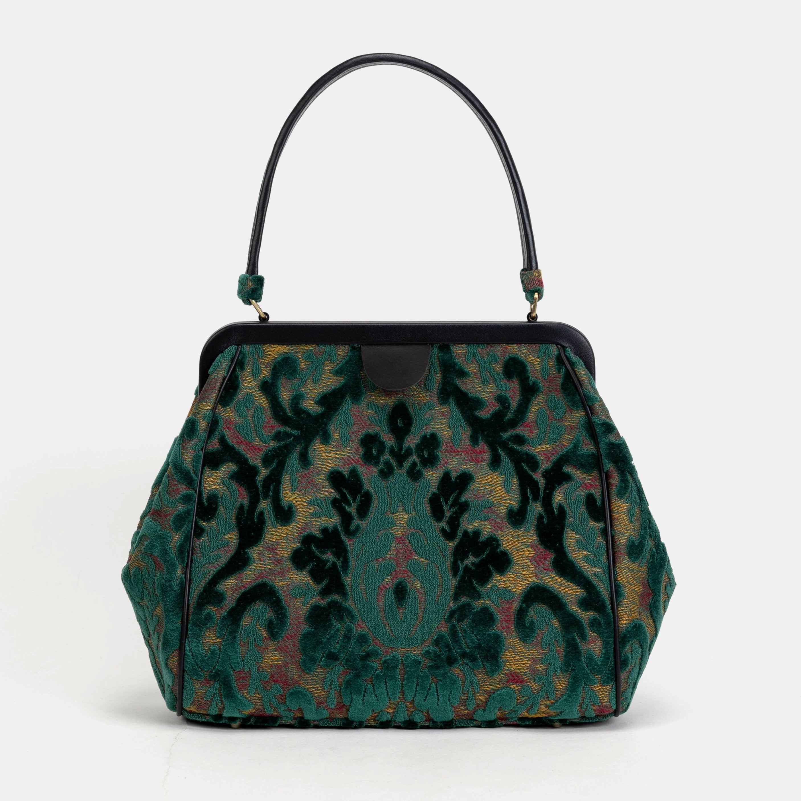 Burnout Velvet Jade Green Alma Shoulder Bag Carpet Bag of America front