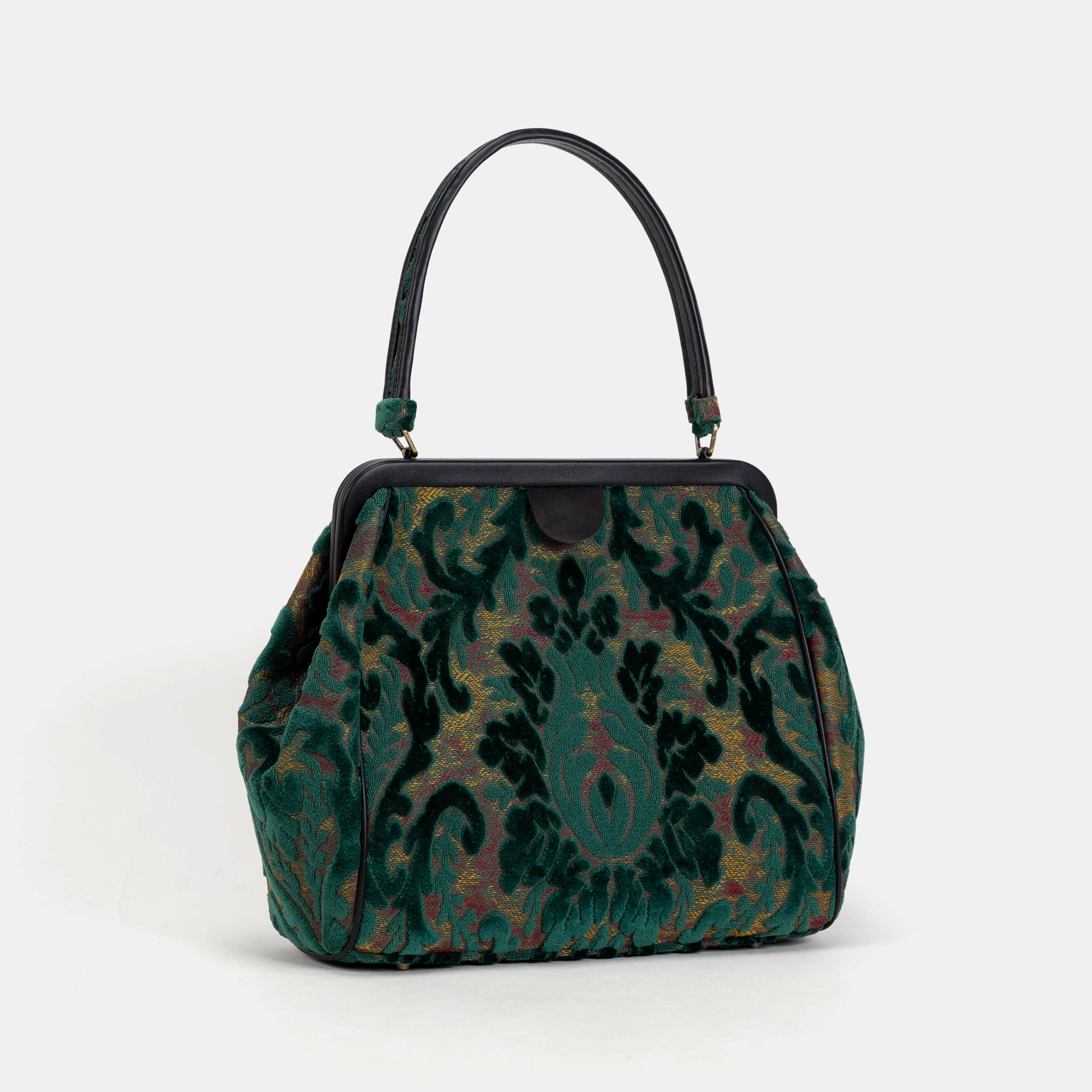 Burnout Velvet Jade Green Alma Shoulder Bag Carpet Bag of America front side