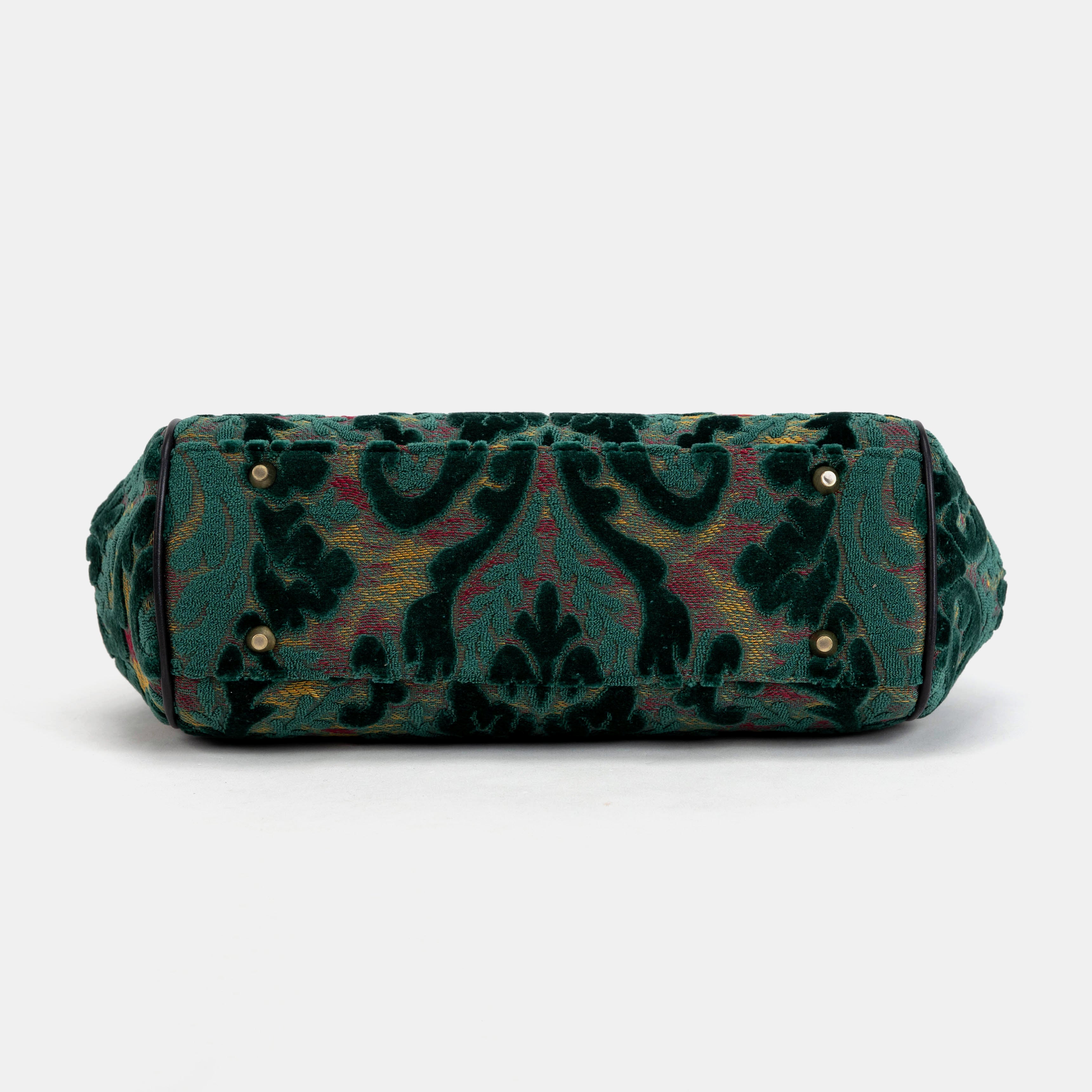 Burnout Velvet Jade Green Alma Shoulder Bag Carpet Bag of America bottom