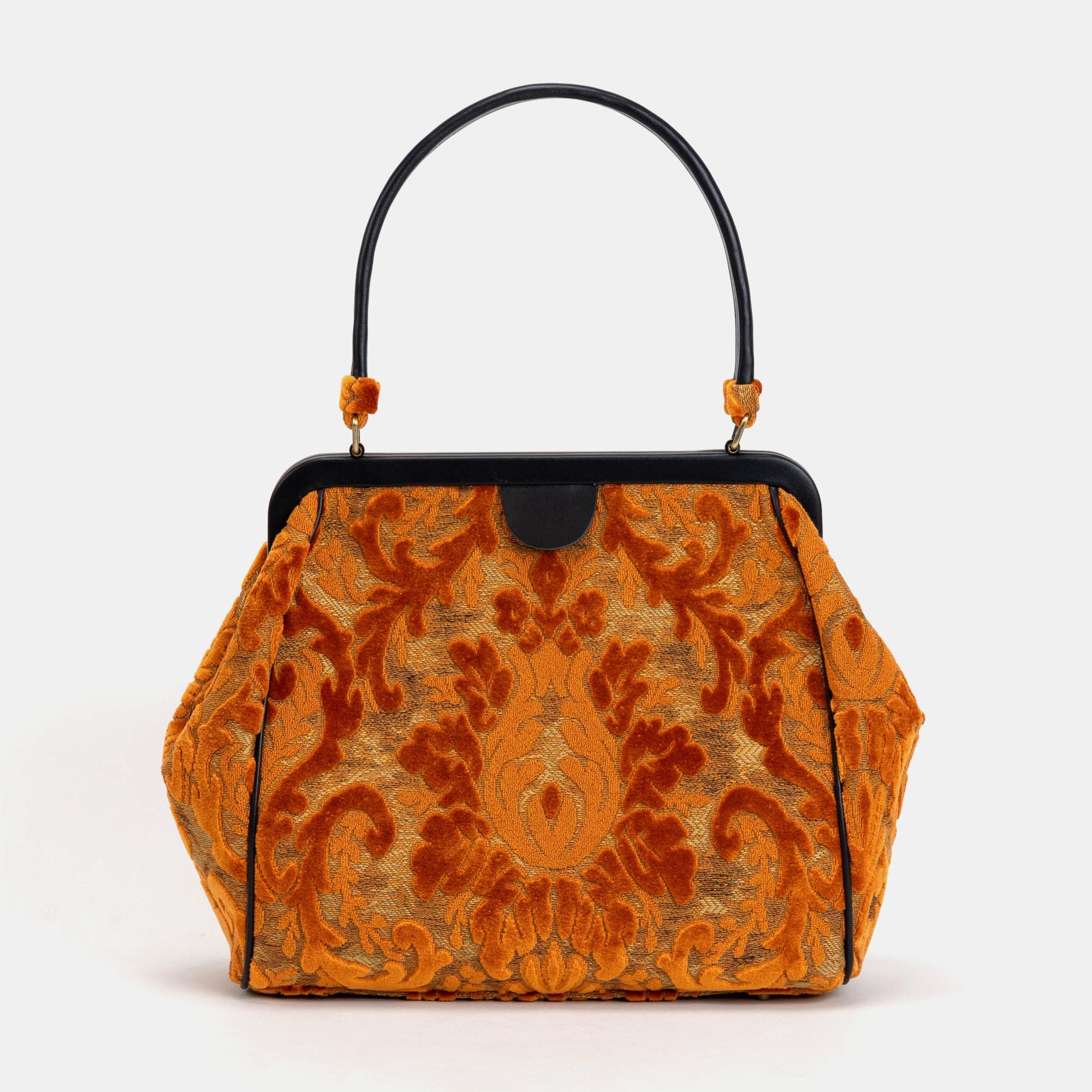 Burnout Velvet Orange Alma Shoulder Bag Carpet Bag of America front