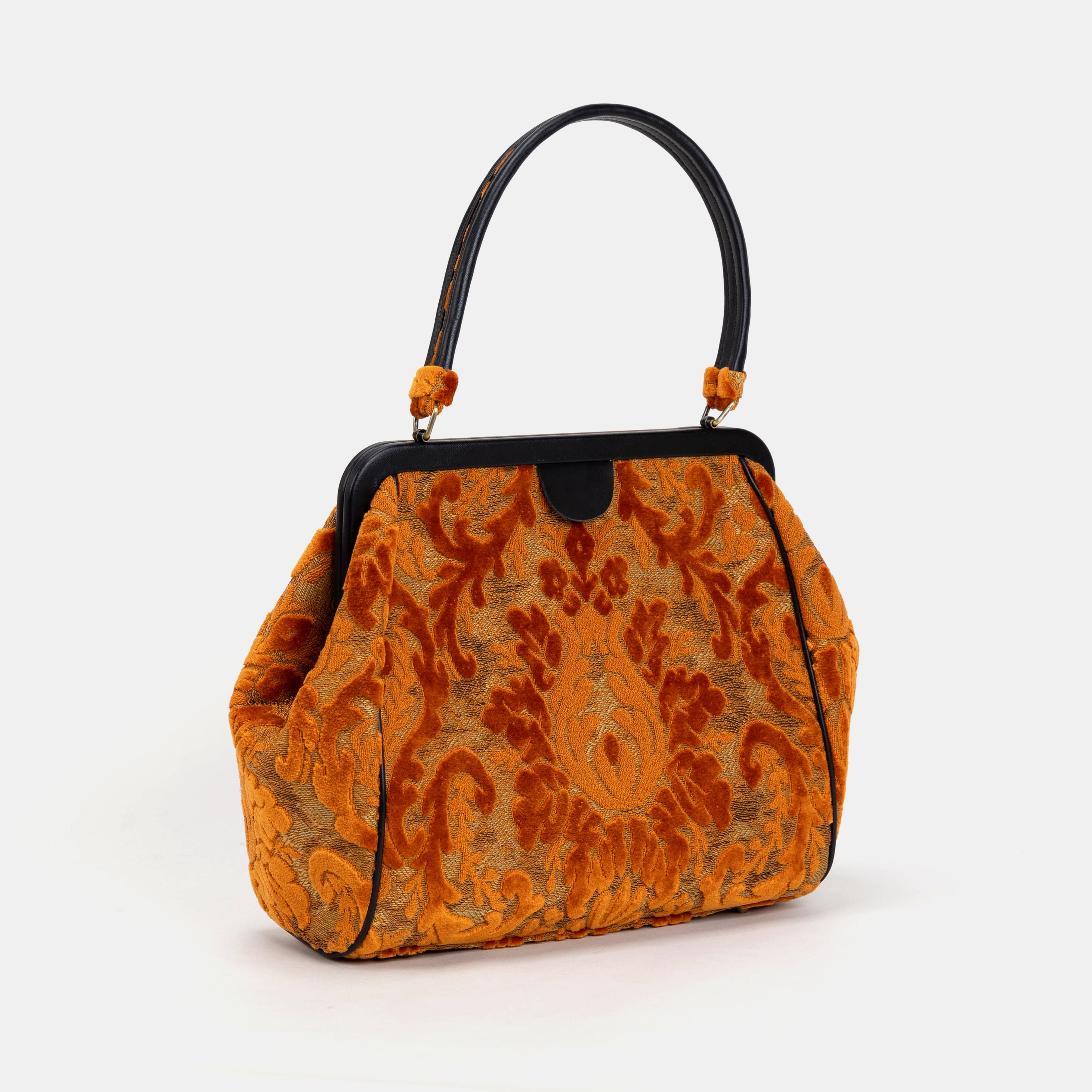 Burnout Velvet Orange Alma Shoulder Bag Carpet Bag of America front side