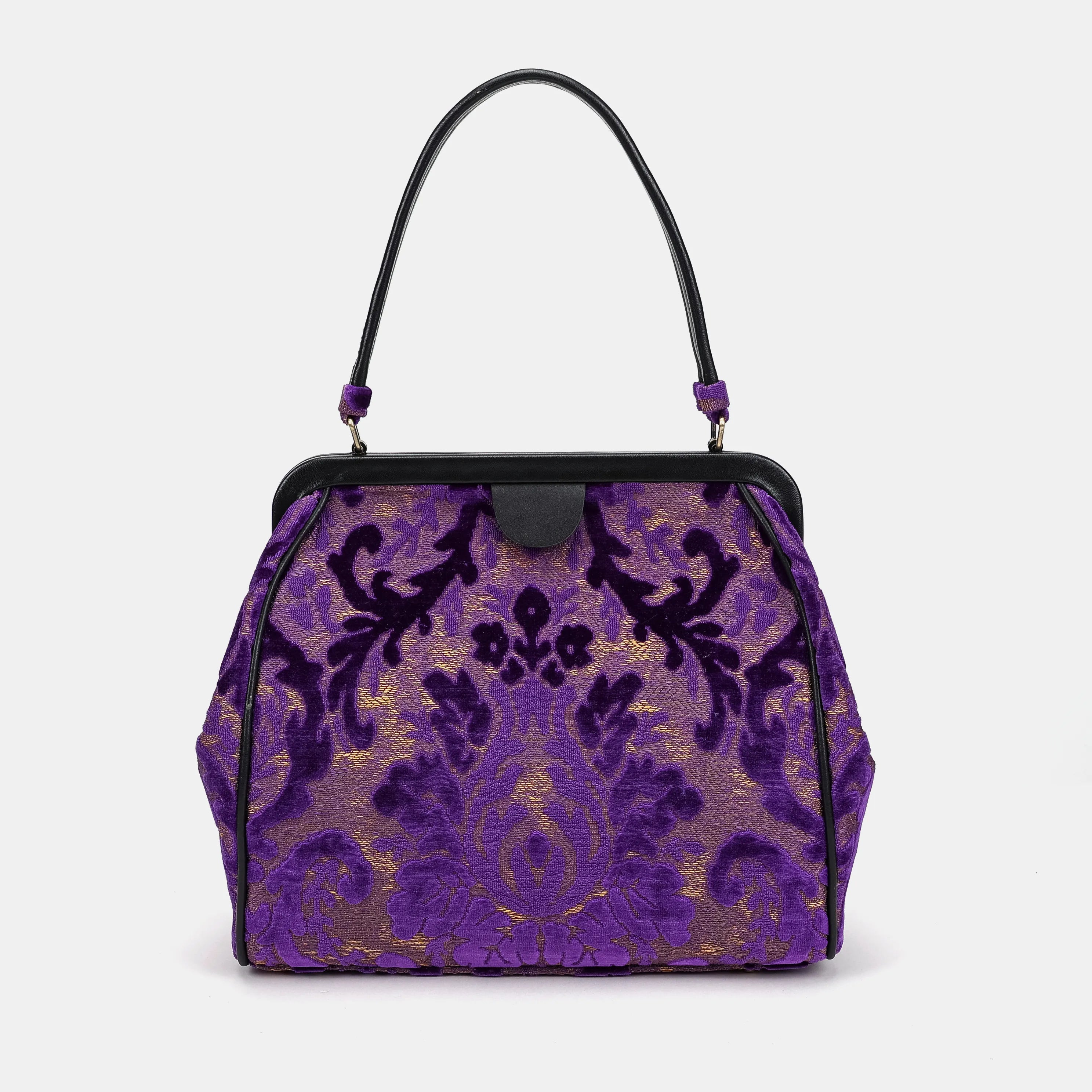 Burnout Velvet Purple Alma Shoulder Bag Carpetbag of America main