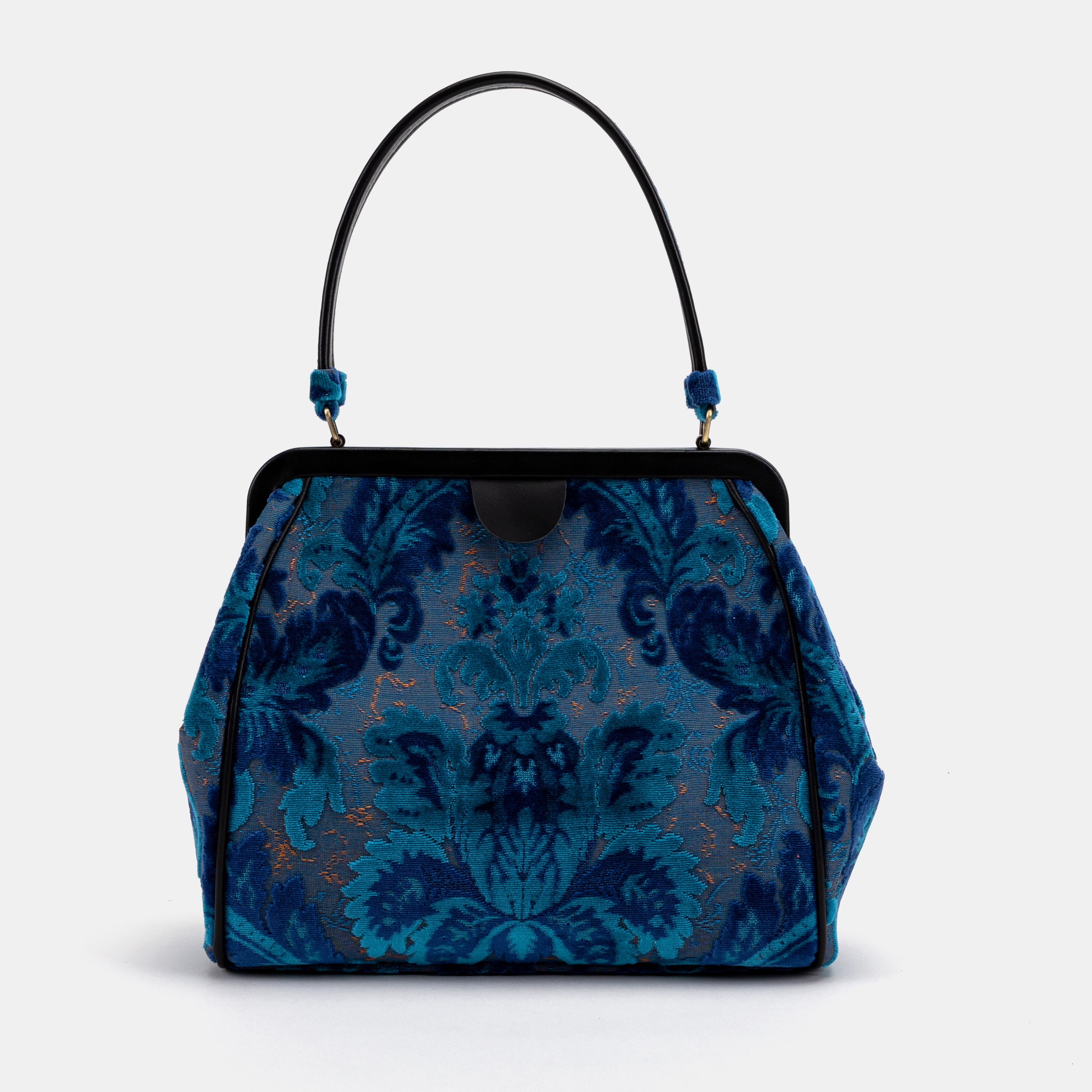 Burnout Velvet Revival Aqua Alma Shoulder Bag Carpet Bag of America front