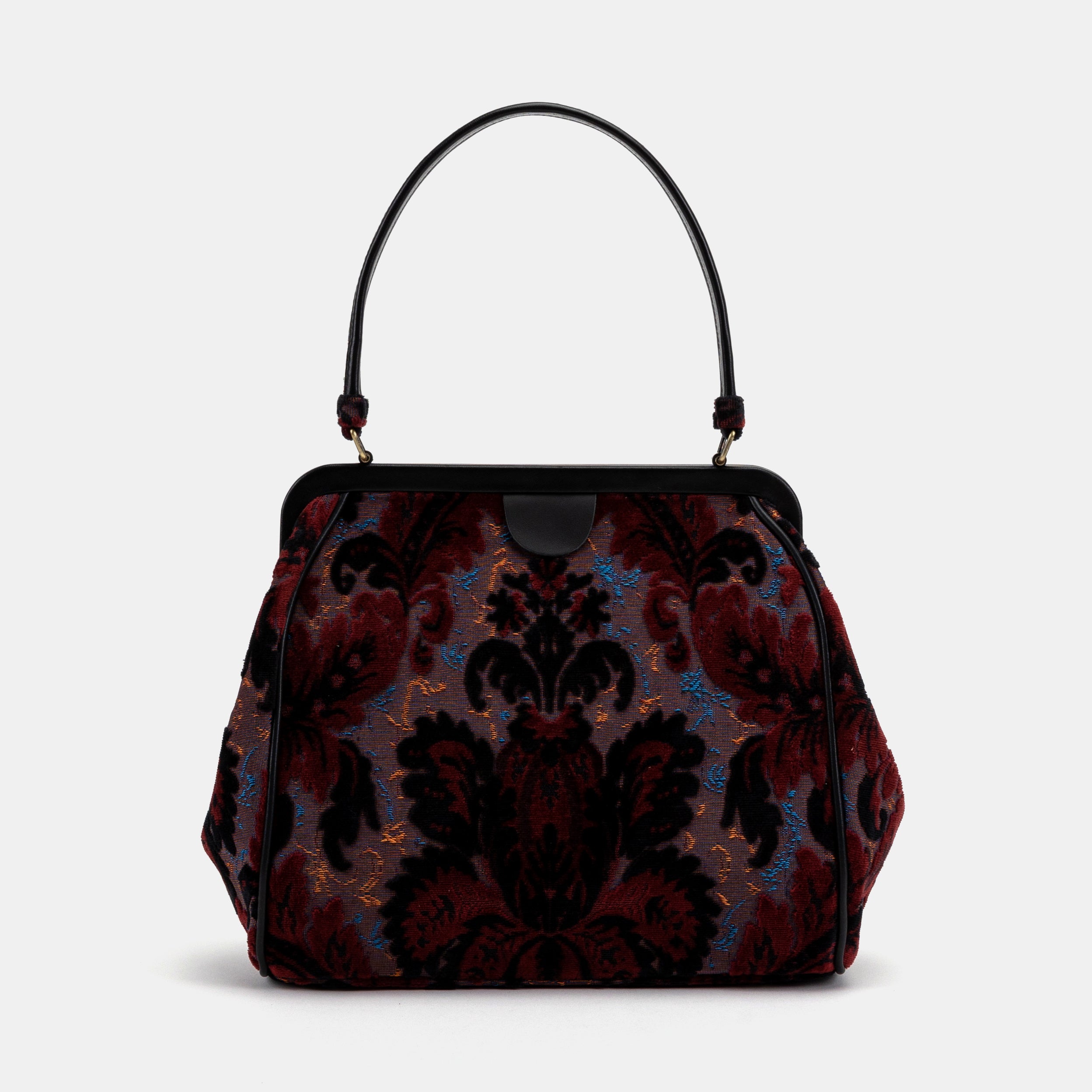 Burnout Velvet Revival Sephia Alma Shoulder Bag Carpet Bag of America front
