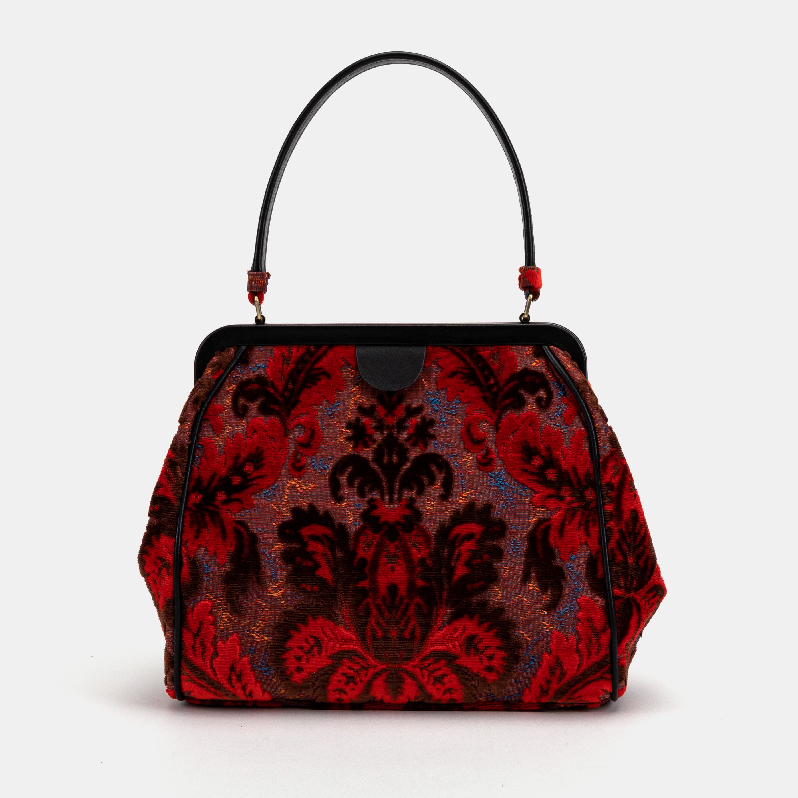 Burnout Velvet Revival Scarlet Alma Shoulder Bag Carpet Bag of America front