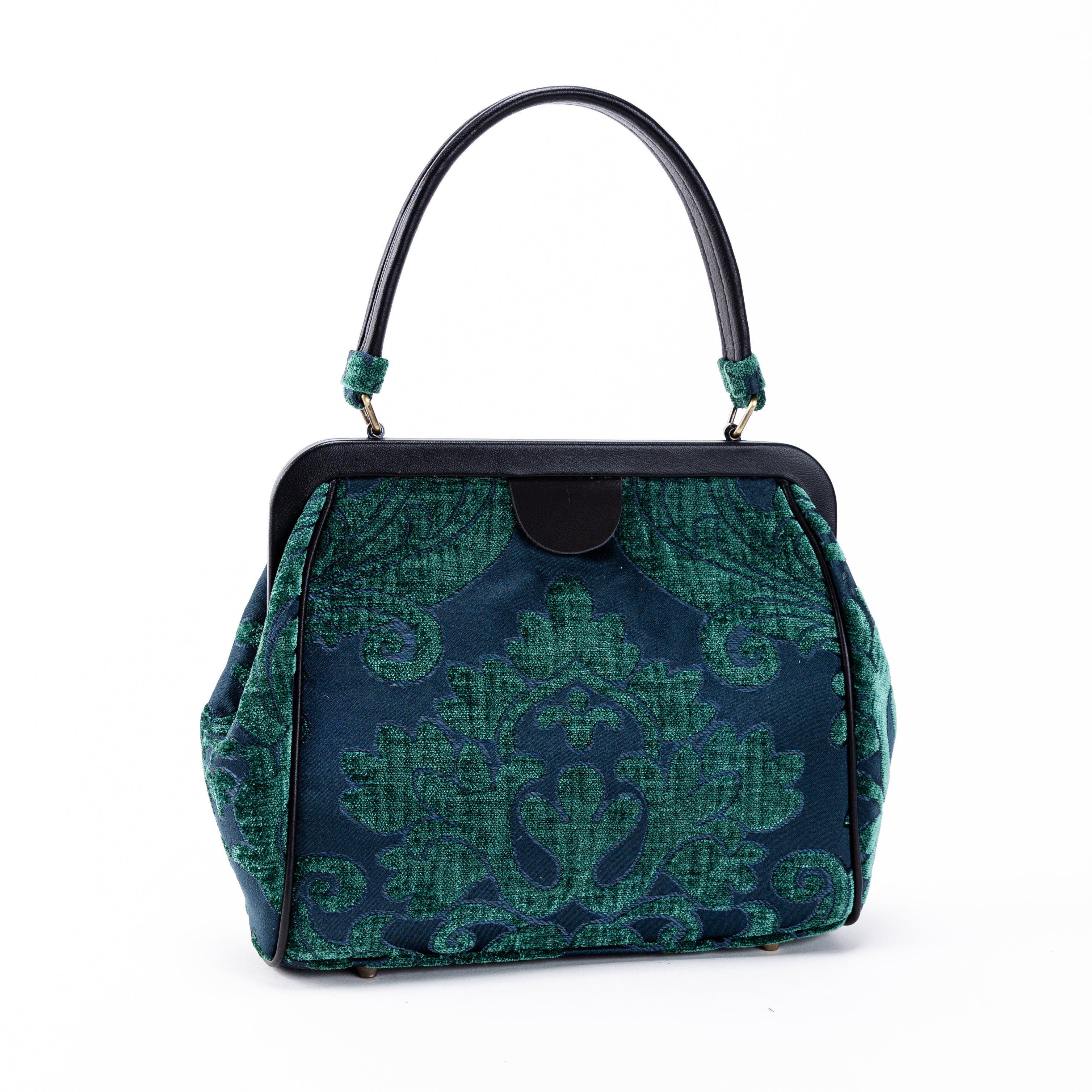 Queen Hunter Green Alma Satchel Carpet Bag of America front side