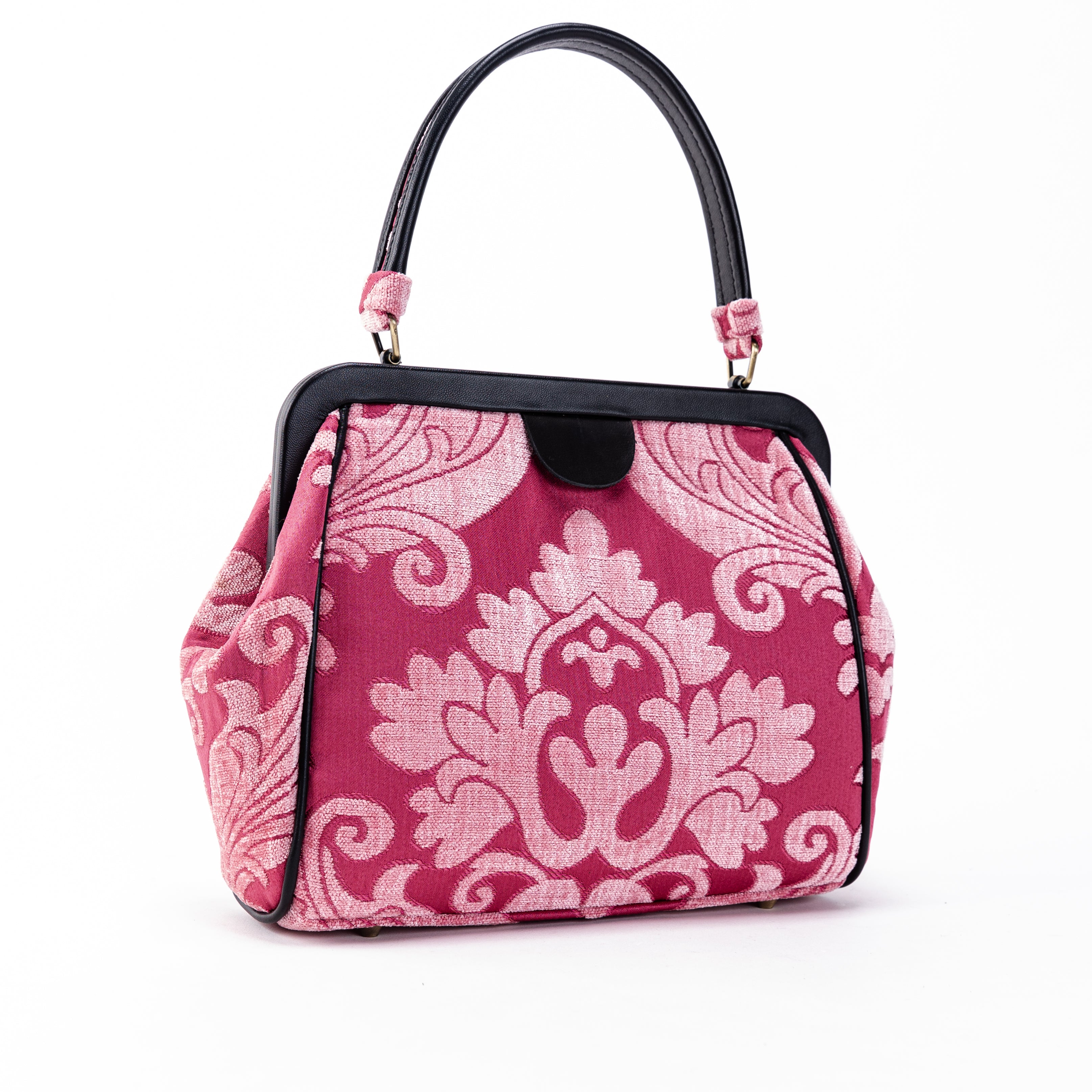 Queen Rose Pink Alma Satchel Carpet Bag of America front side