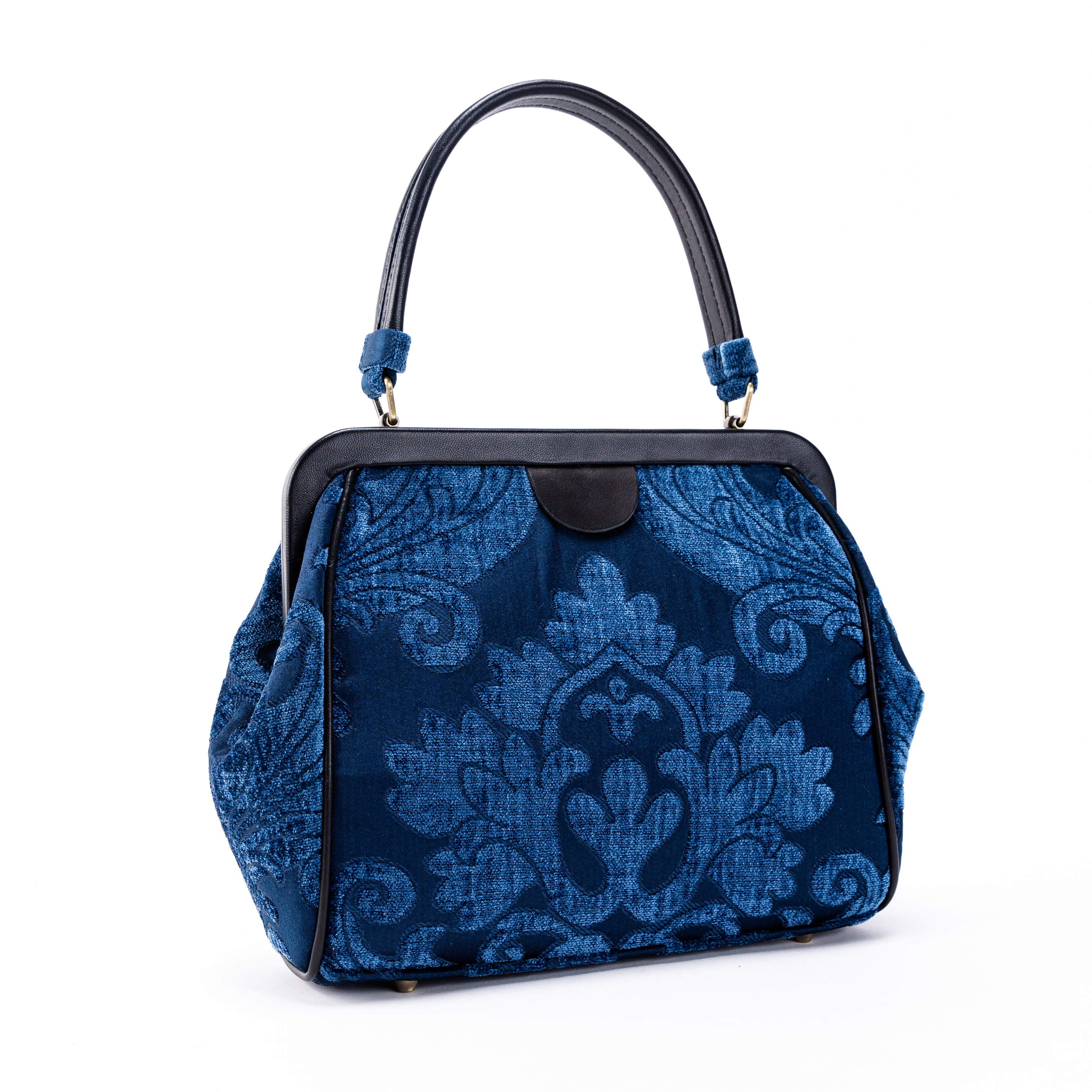 Queen Royal Blue Alma Satchel Carpet Bag of America front side