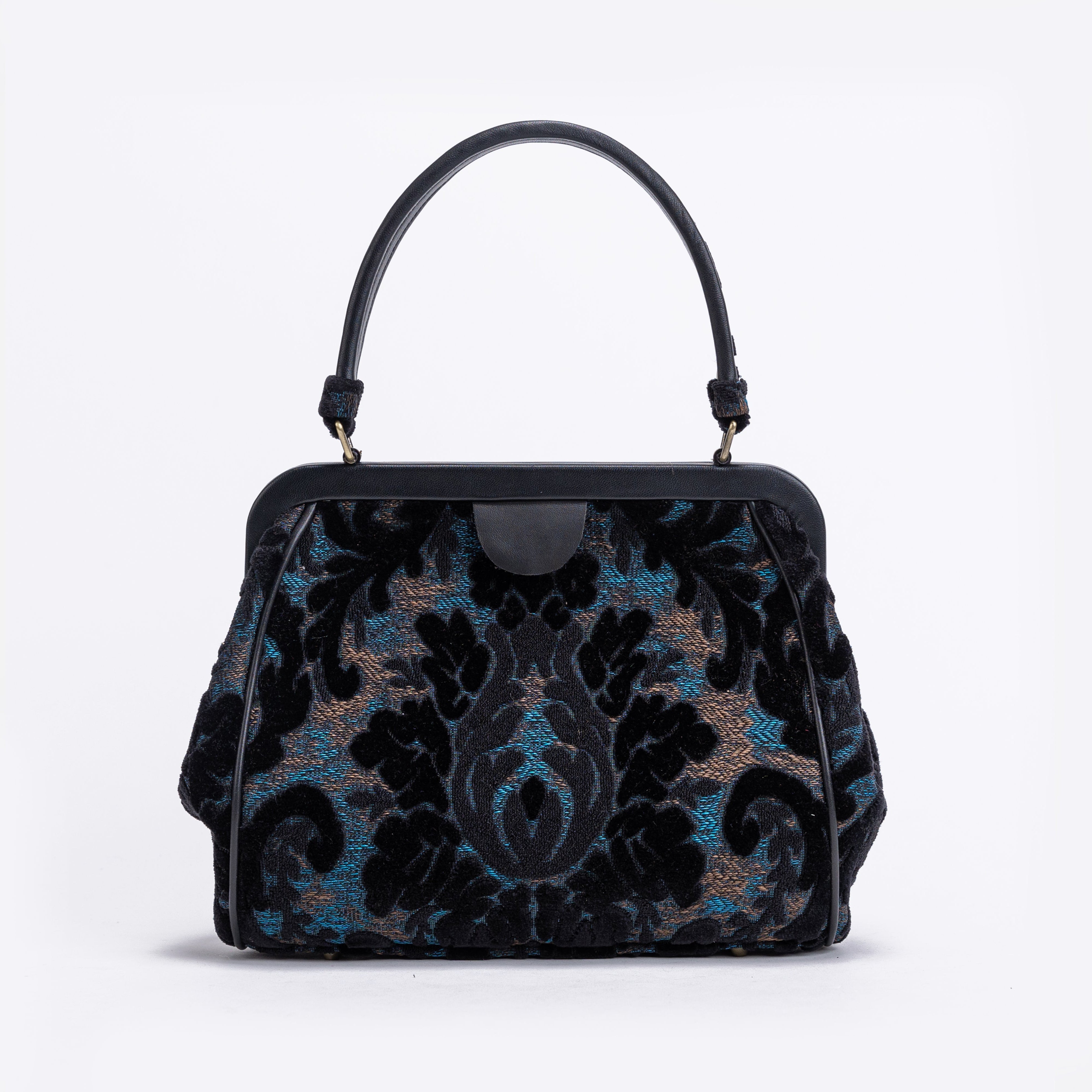 Burnout Velvet Black  Alma Satchel Carpet Bag  main