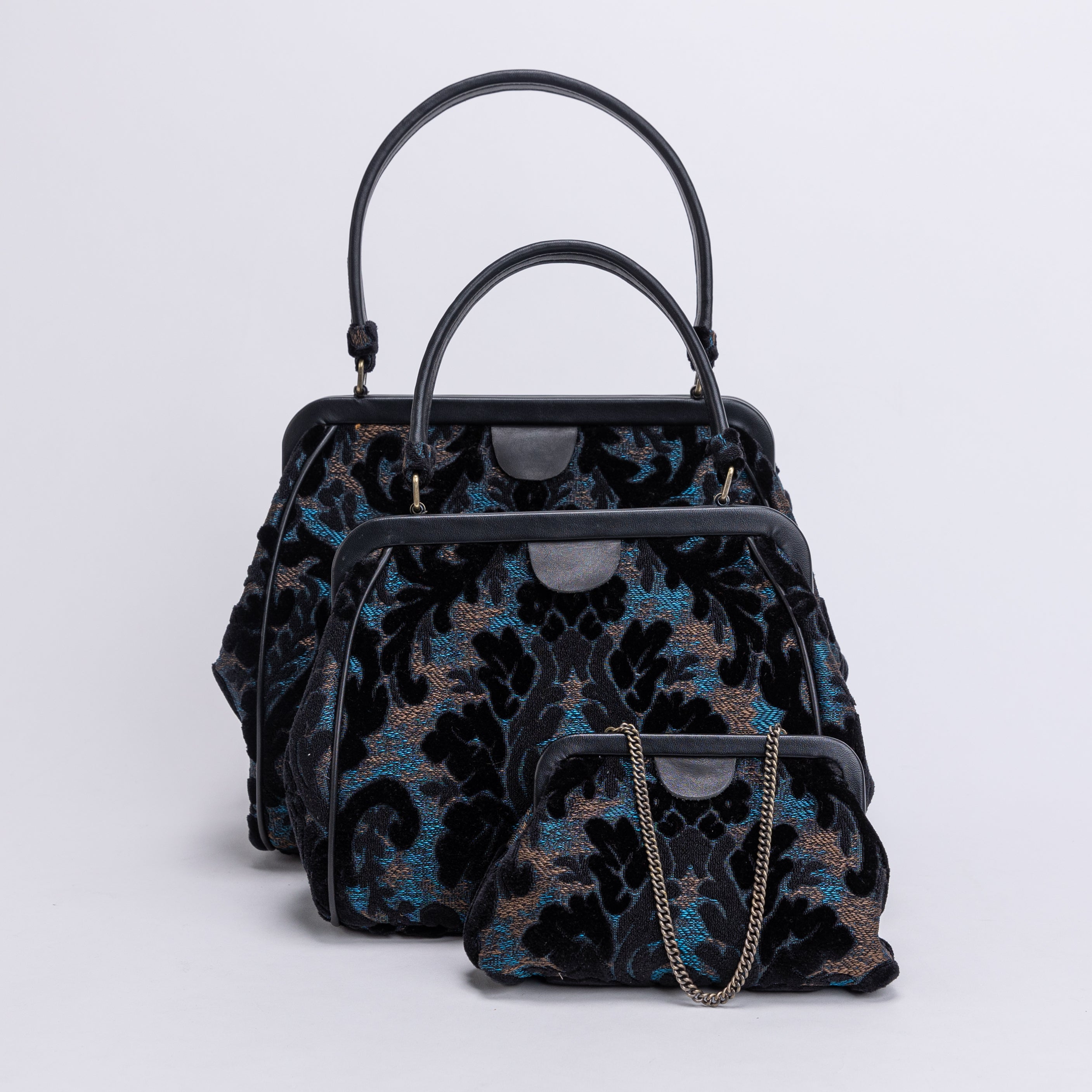 Burnout Velvet Black Alma Carpet Bag of America