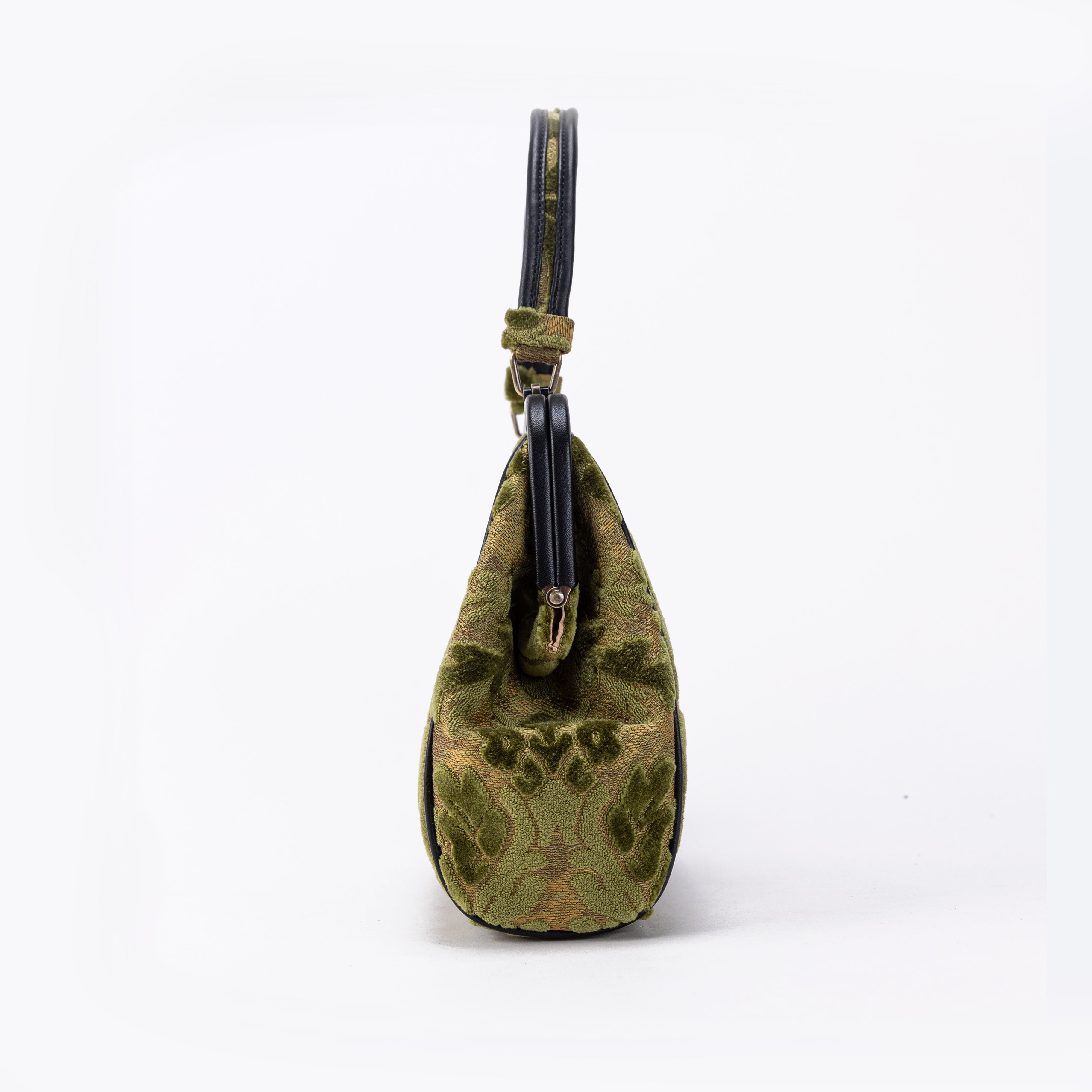 Burnout Velvet Fern Green Alma Satchel Carpet Bag side