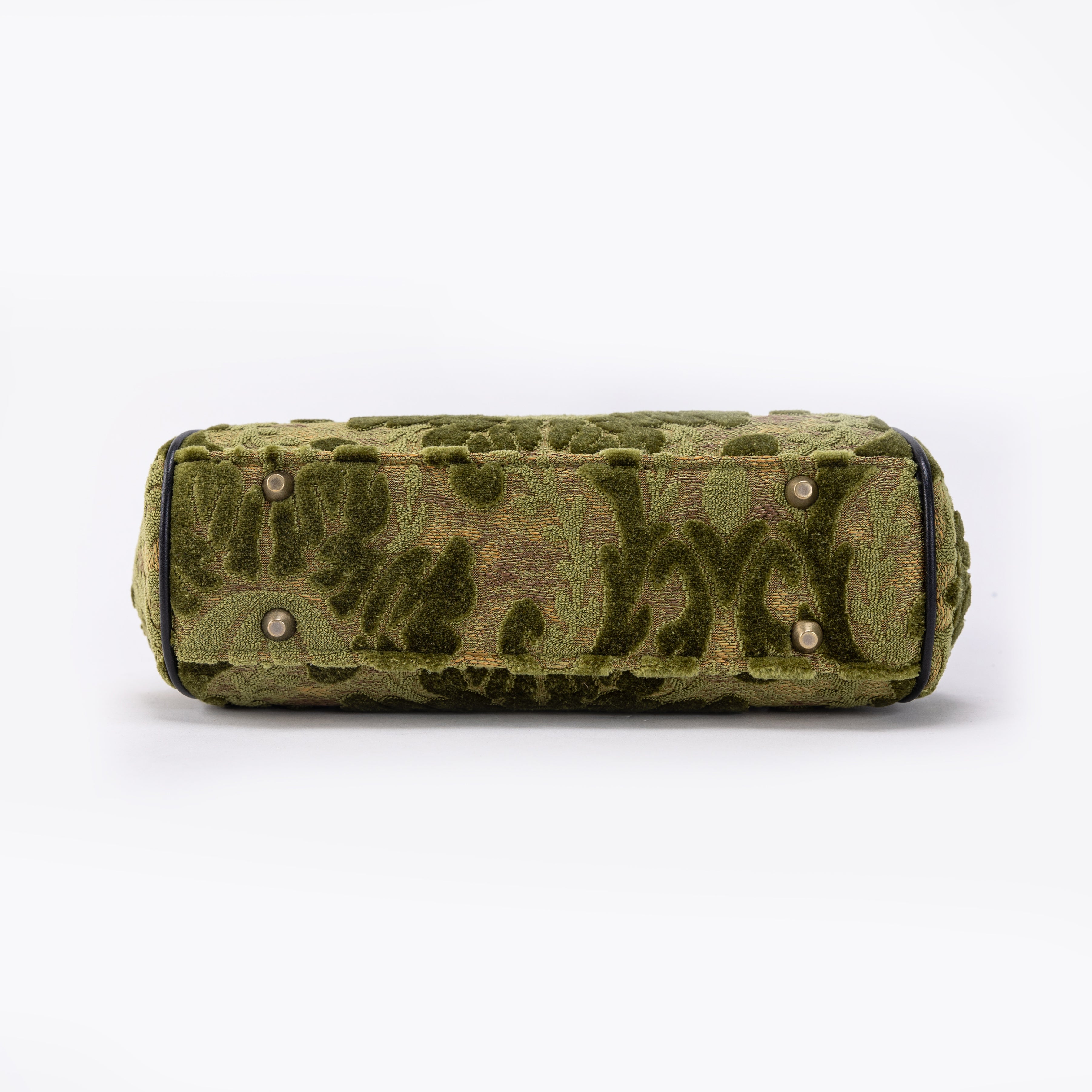 Burnout Velvet Fern Green Alma Satchel Carpet Bag bottom