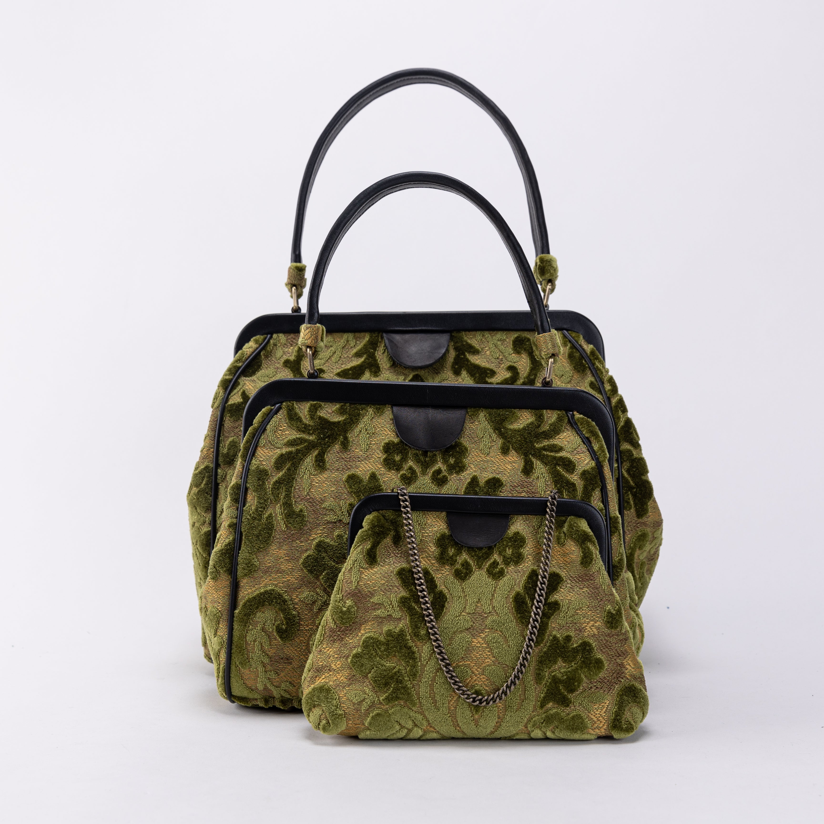 Burnout Velvet Fern Green Alma Carpet Bag of America