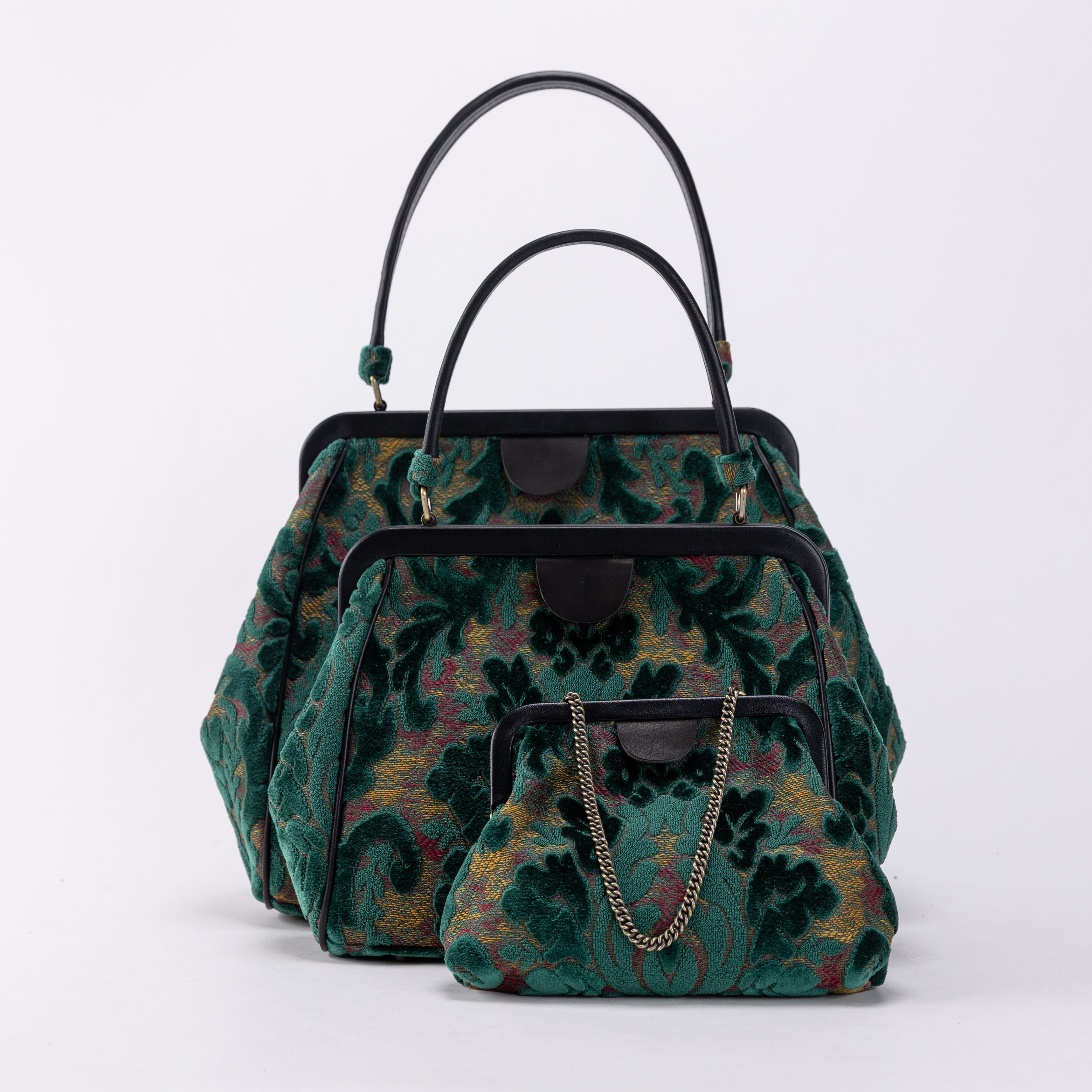 Burnout Velvet Jade Green Alma Carpet Bag of America