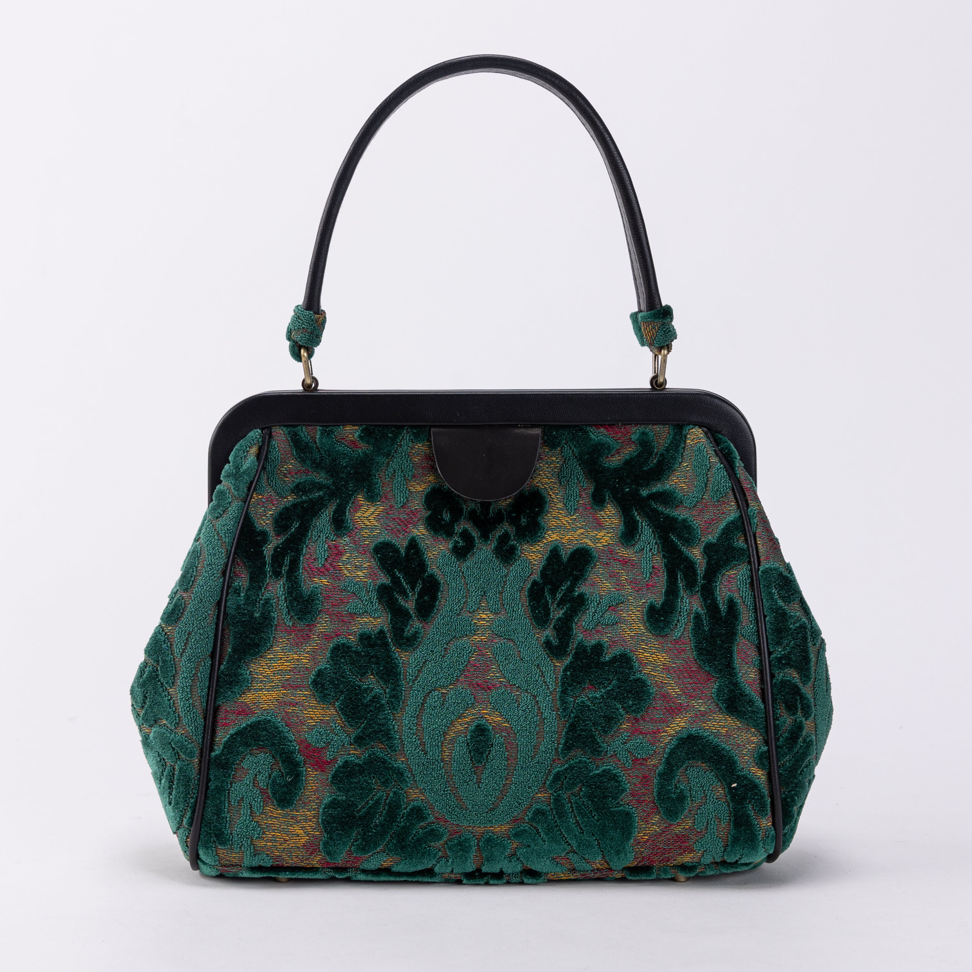 Burnout Velvet Jade Green Alma Satchel Carpet Bag of America front