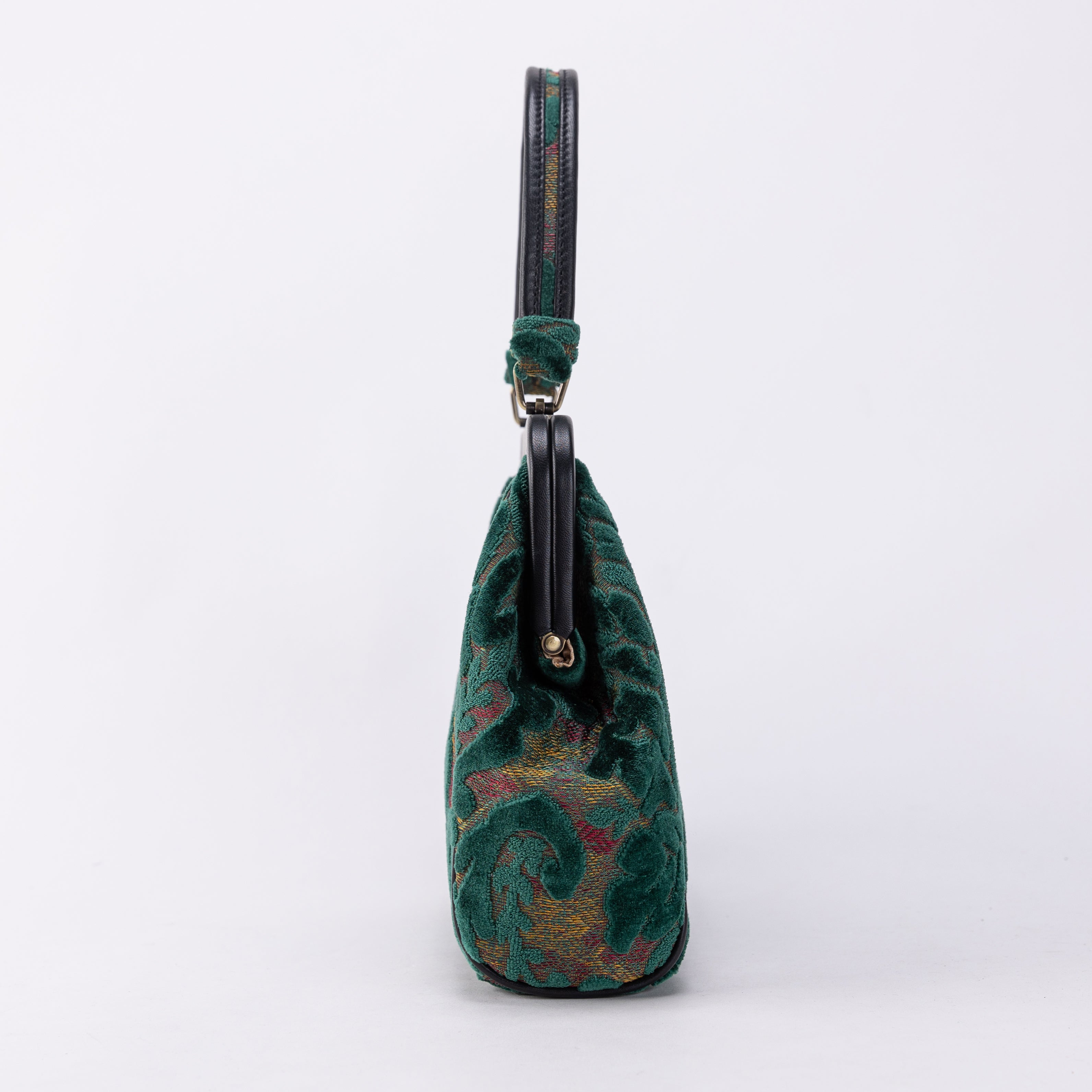 Burnout Velvet Jade Green Alma Satchel Carpet Bag of America side