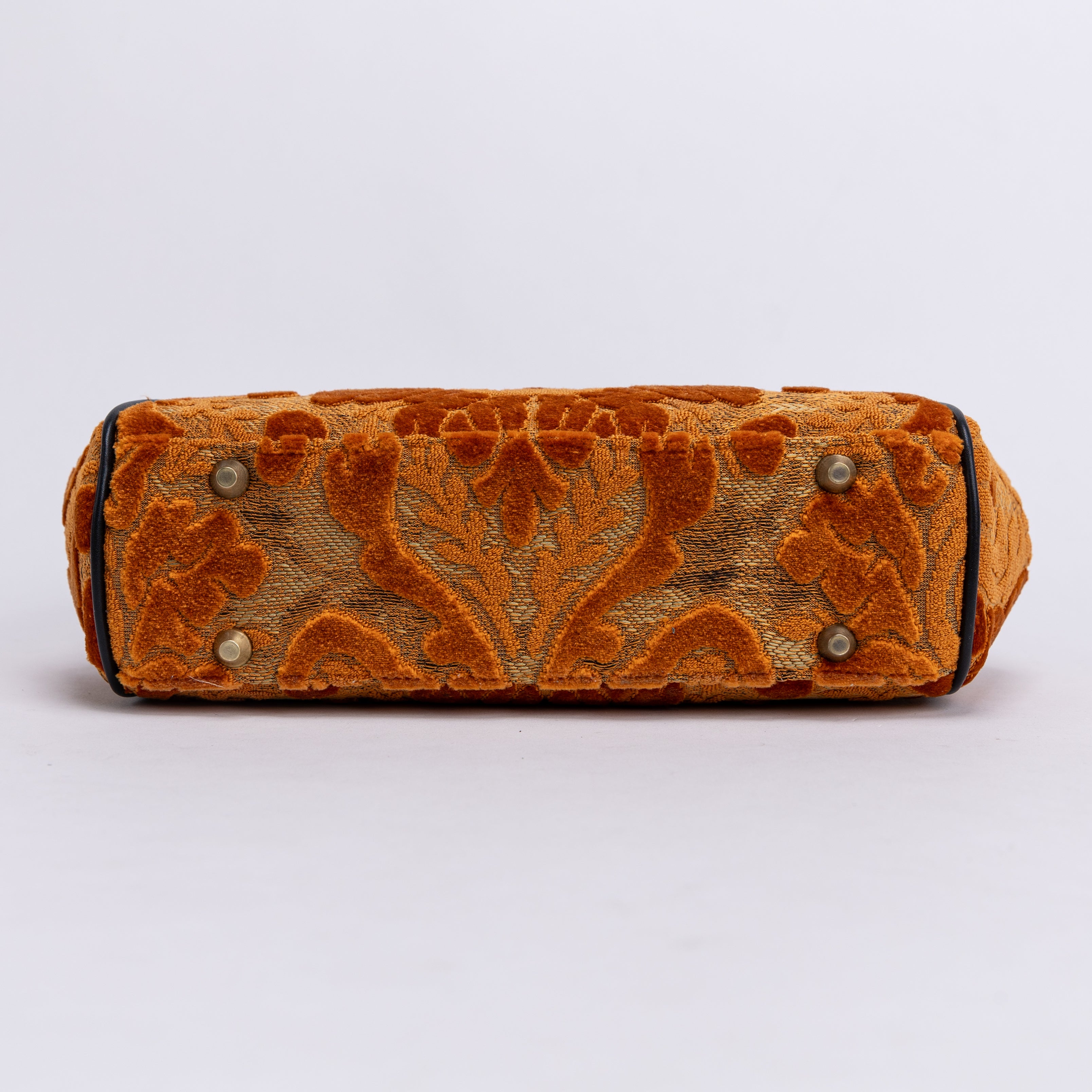 Burnout Velvet Orange Alma Evening Clutch Carpet Bag of America bottom