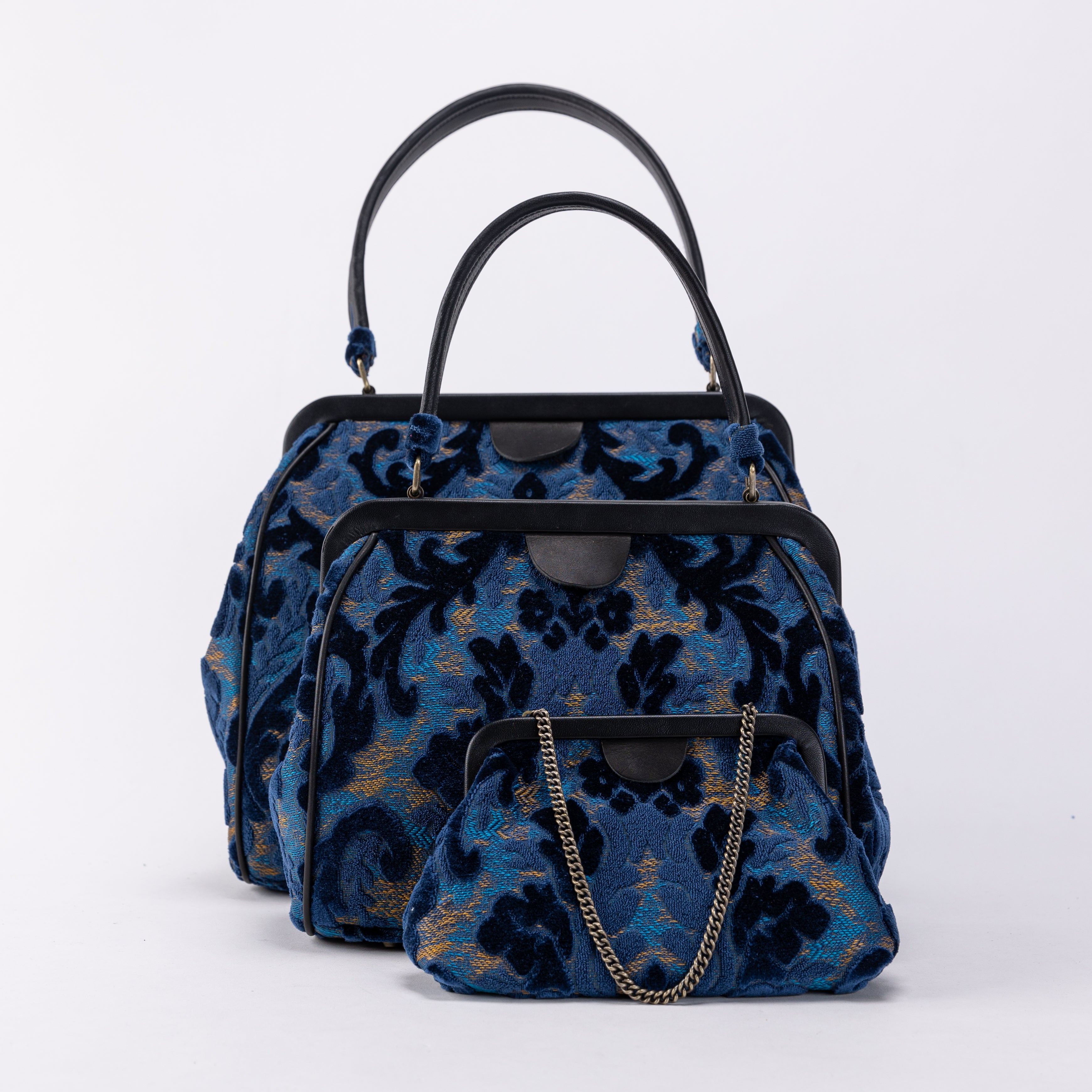 Burnout Velvet Navy Alma Carpet Bag of America 