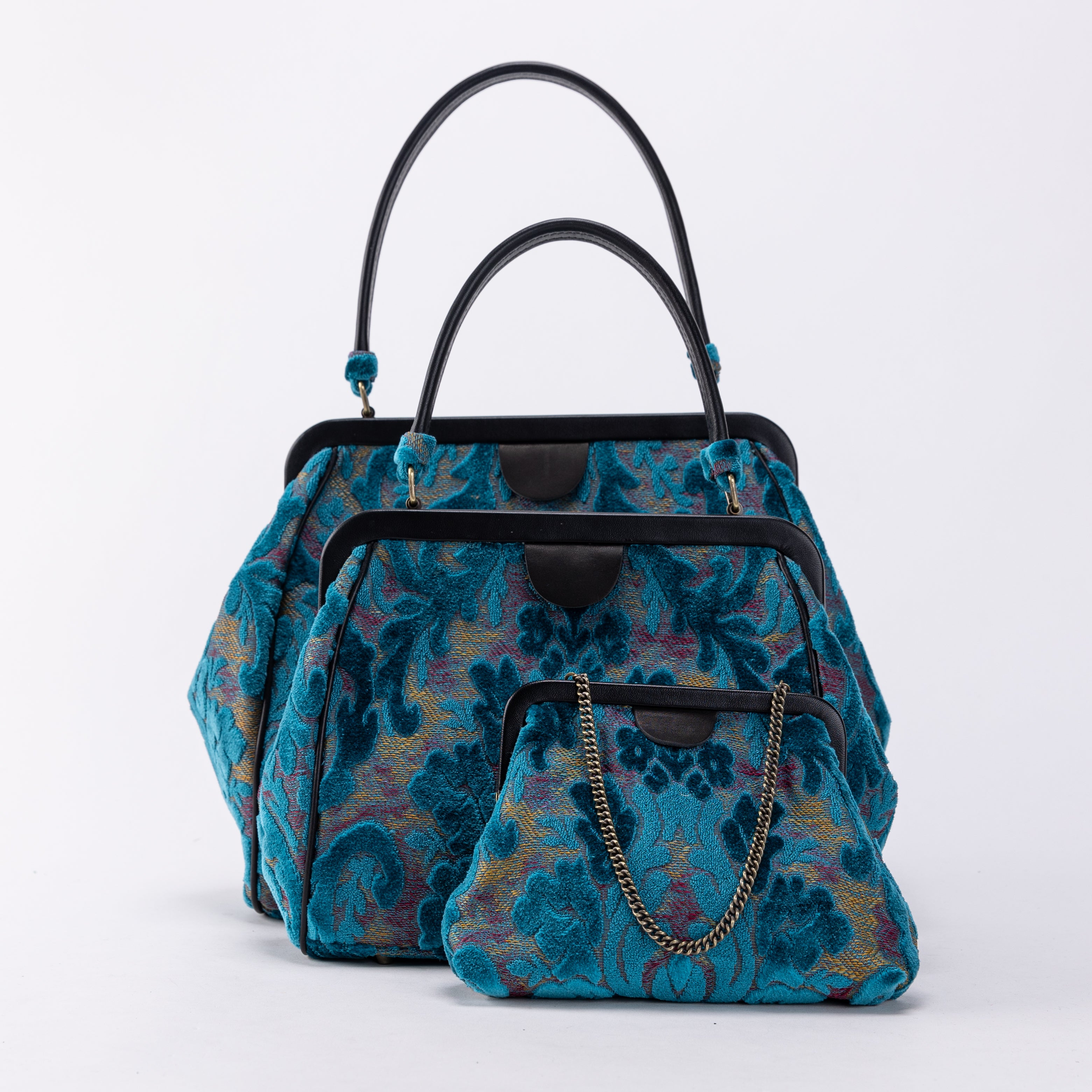 Burnout Velvet Aqua Blue Alma Carpet Bag of America