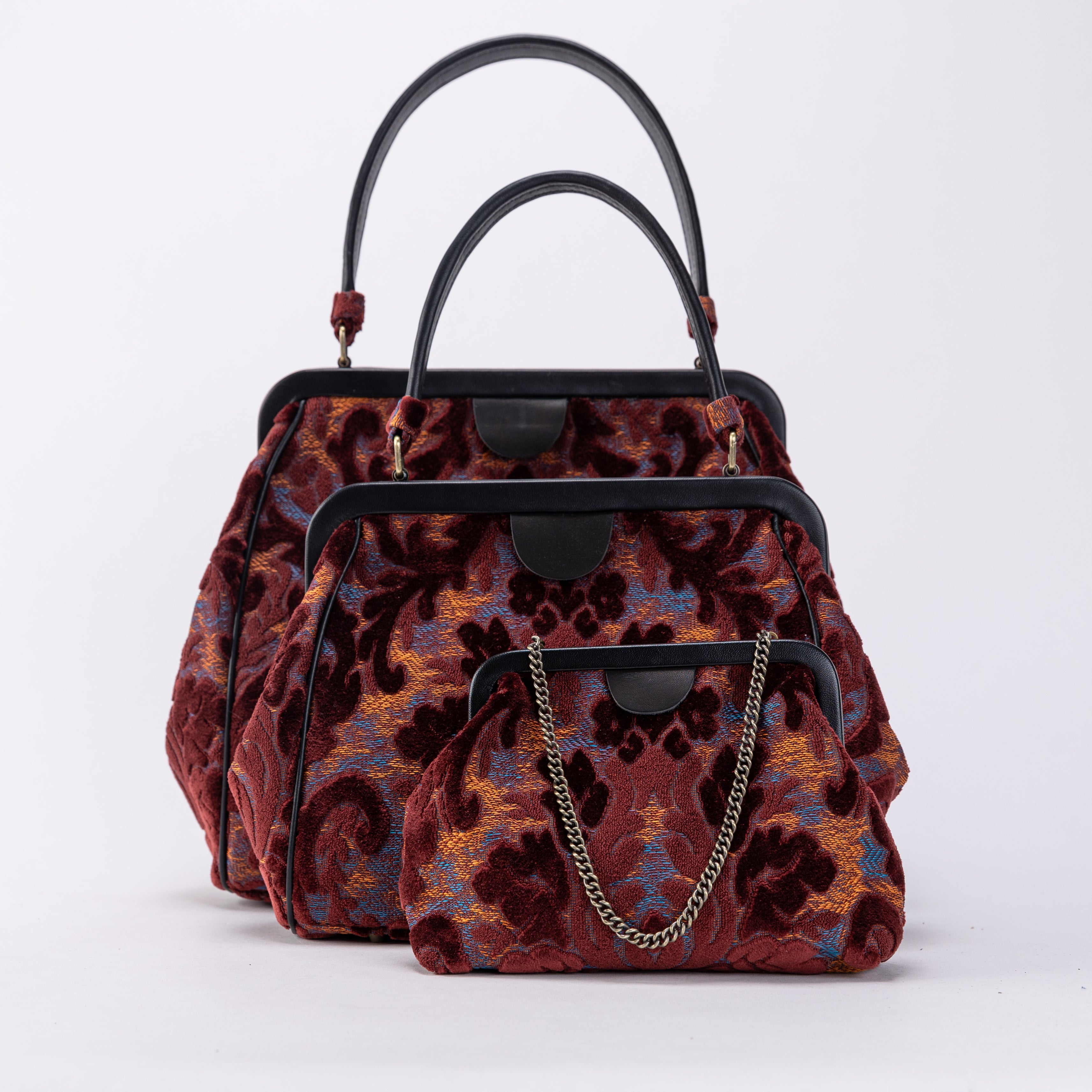 Burnout Velvet Wine Alma Carpet Bag of America