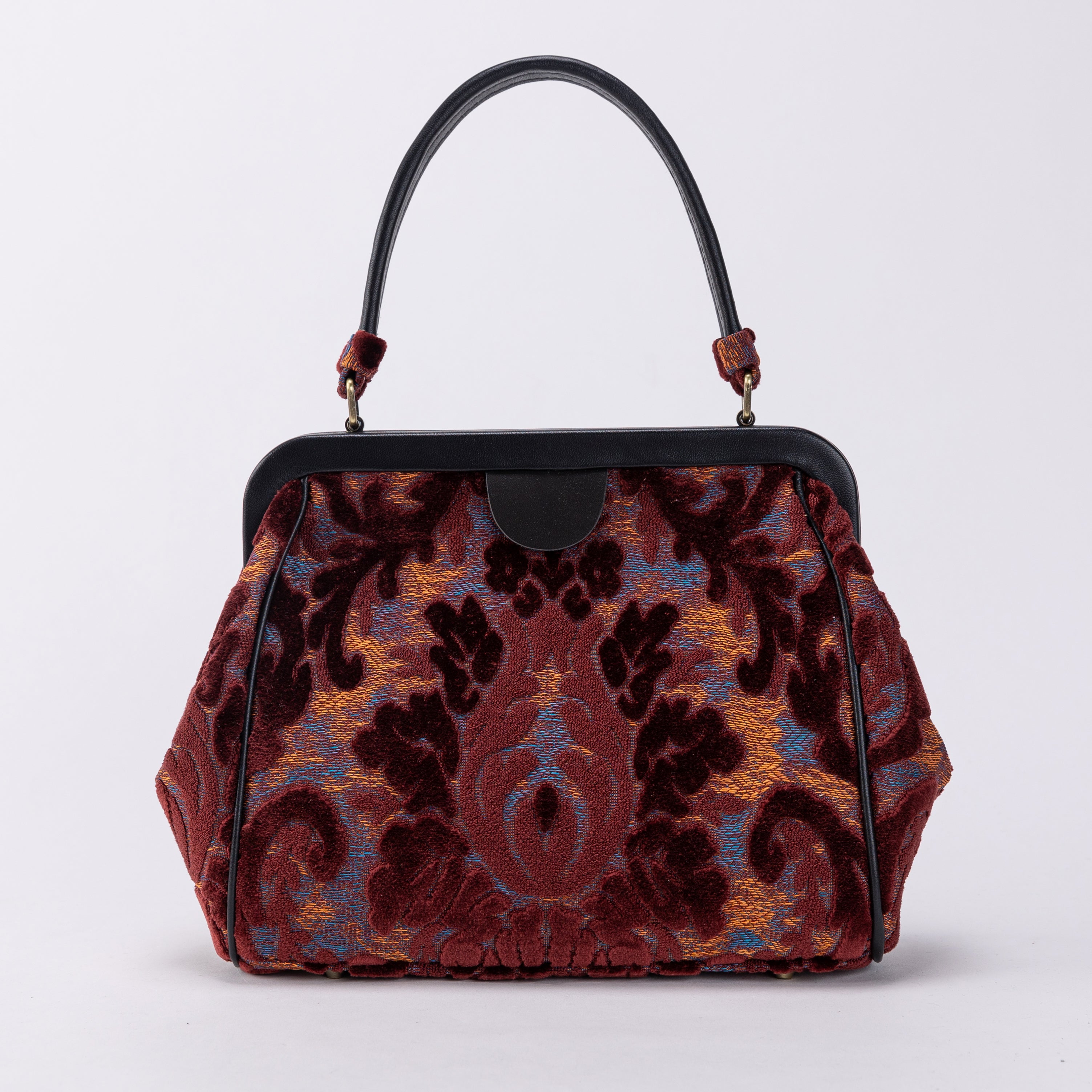 Burnout Velvet Wine Alma Satchel Carpet Bag of America front