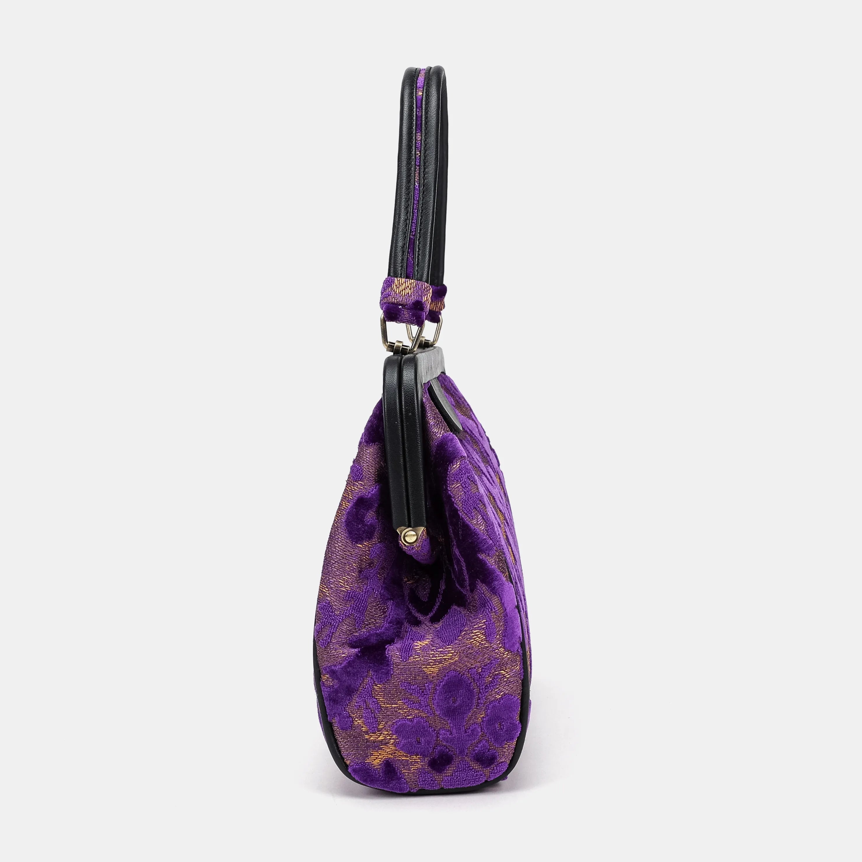 Burnout Velvet Purple Alma Satchel Carpetbag of America side