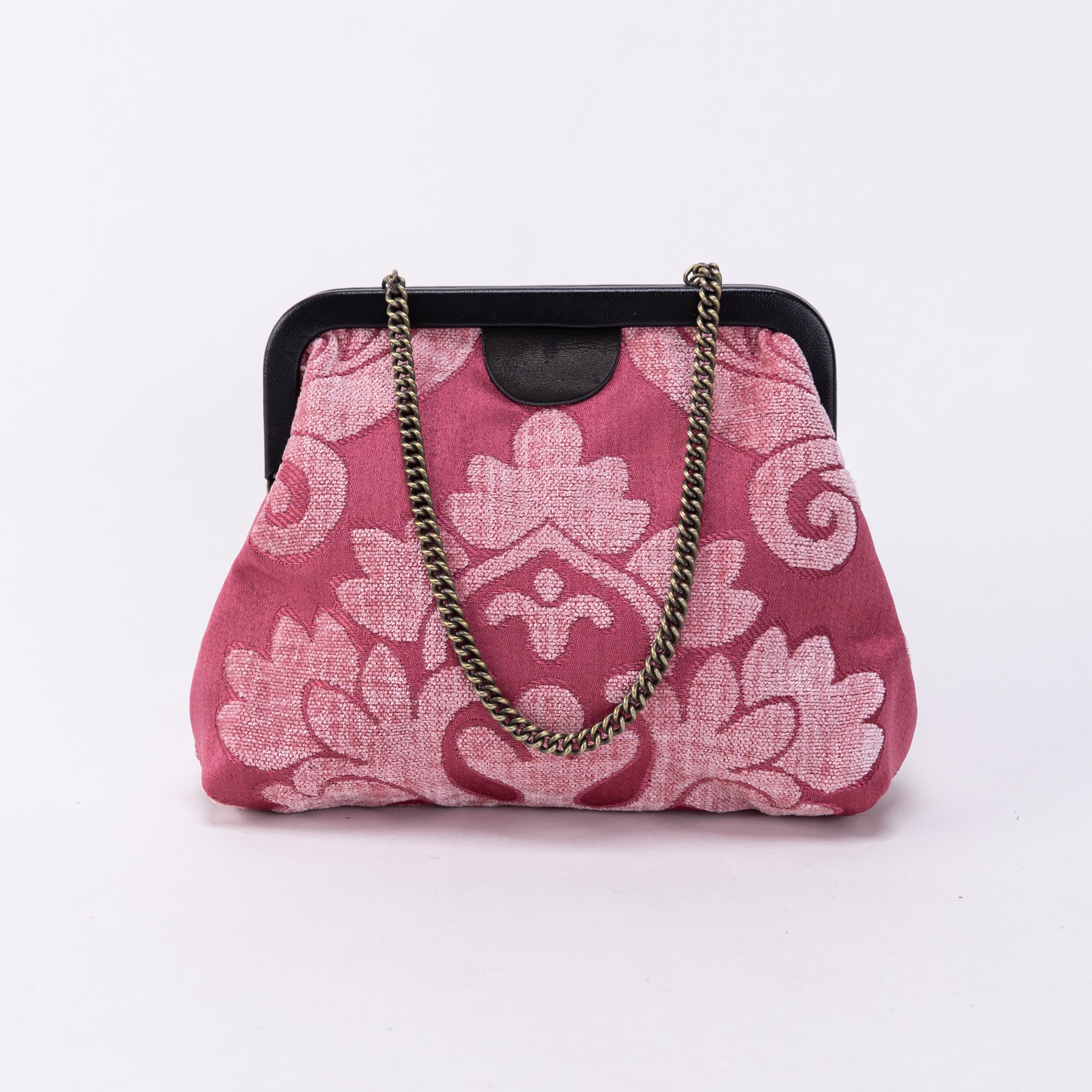 Queen Rose Pink Alma Evening Clutch Carpet Bag of America front