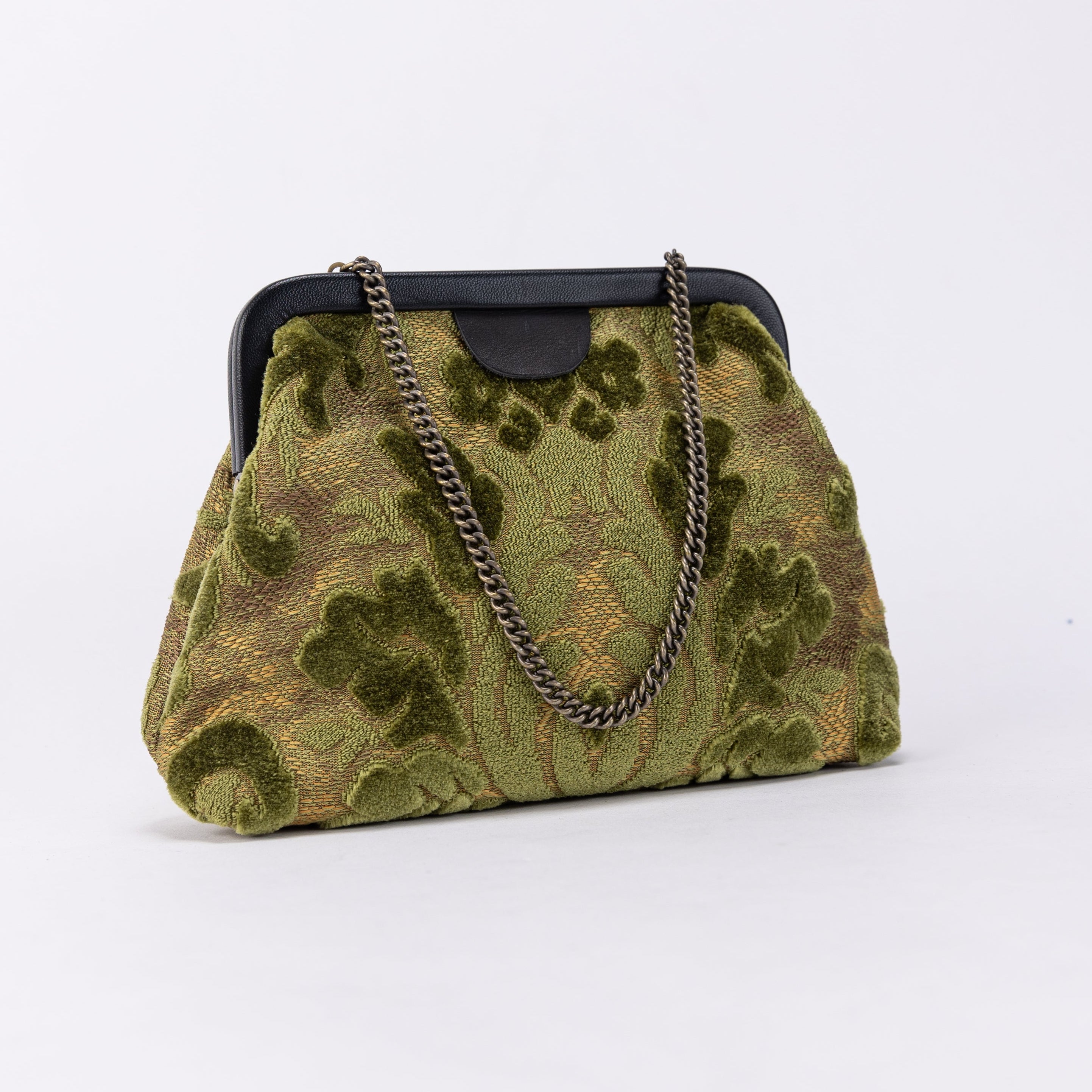 Burnout Velvet Camel Alma Satchel Carpet Bag of America front side